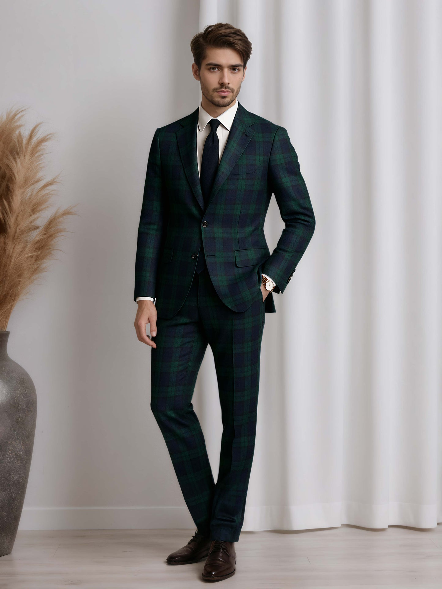 Contemporary Notch Lapel Single Breasted One Button Men's 3 Pieces Suit