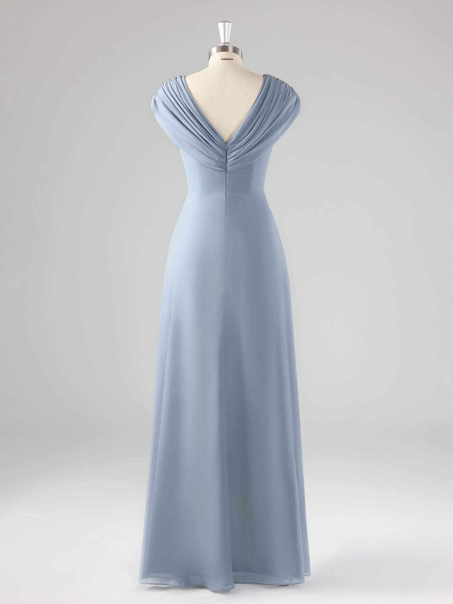 Eveloria Modest V Neck Beaded Ruched Asymmetrical Chiffon Mother Of The Bride Dresses