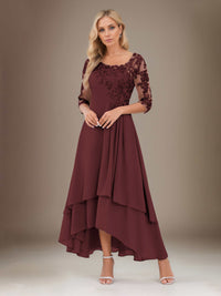 Galina Elegant A Line Lace High Low Chiffon Mother Of The Bride Dresses