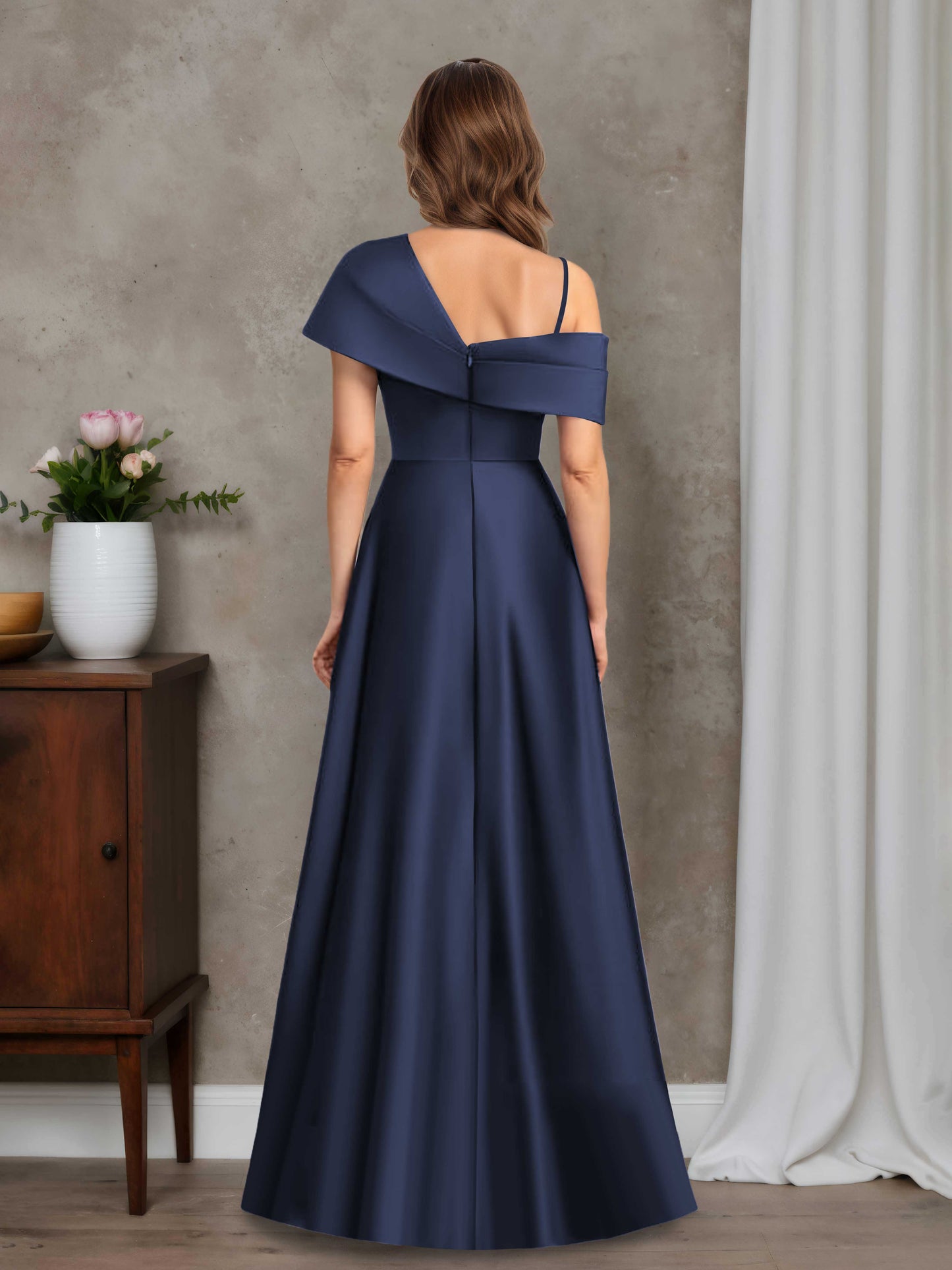 Glorina A-line Floor-Length Satin Mother of the Bride Dresses With Pleated