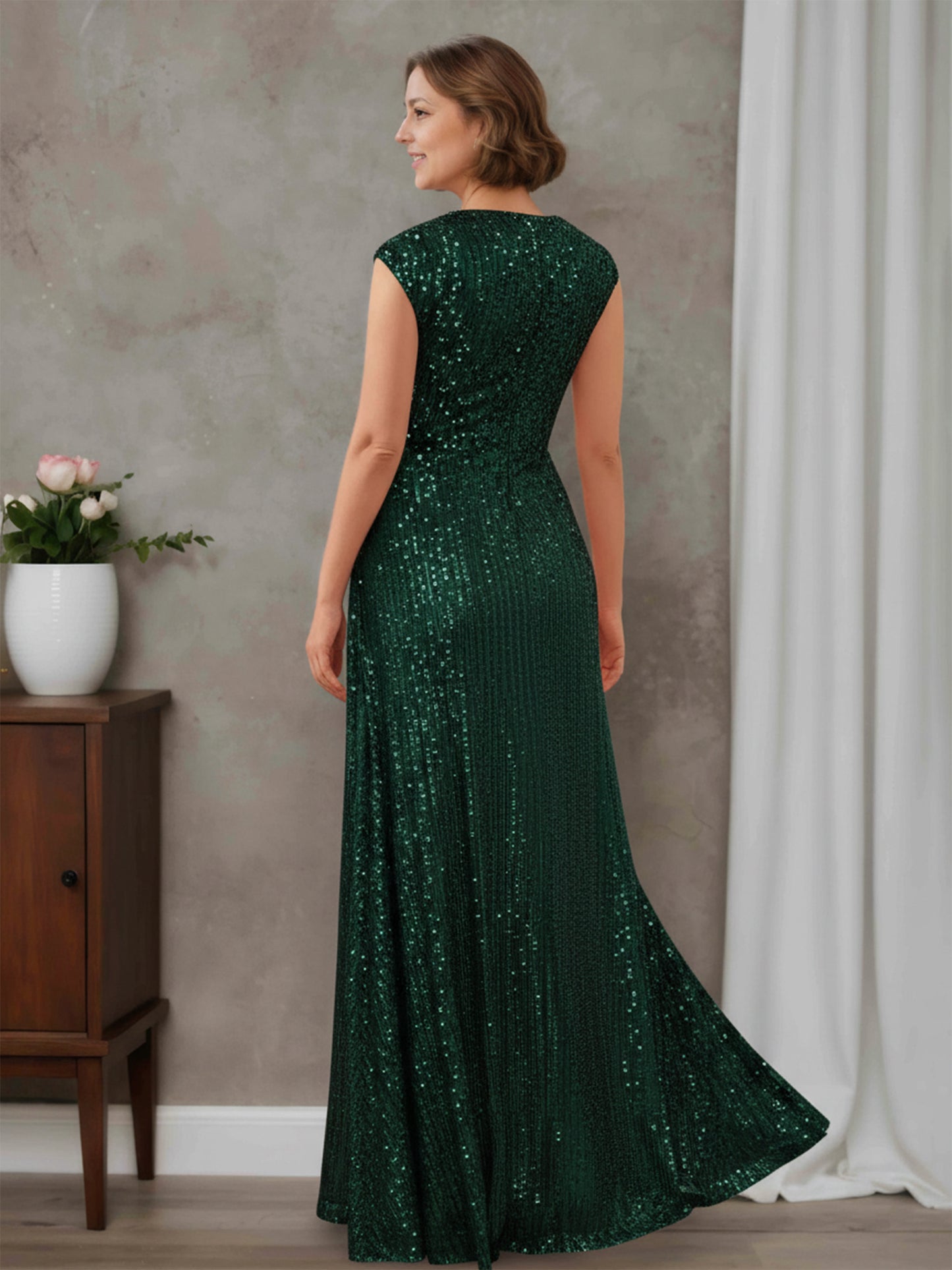 Laurel Classic A-line V-neck Pleated Floor-Length Sleeveless Mother of the Bride Dresses