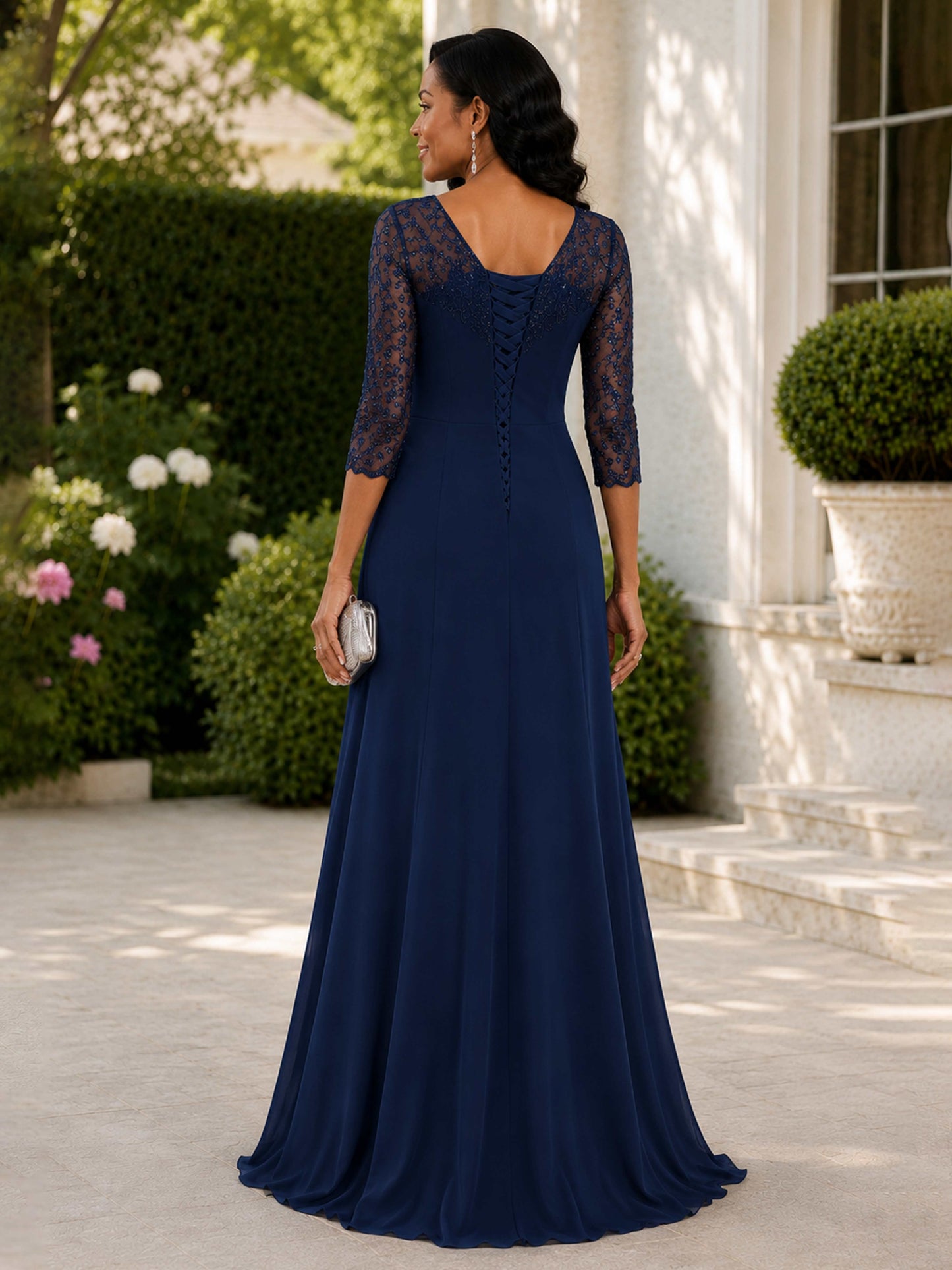 Meredith Mermaid Scoop Floor Length Mother of the Bride Dresses with Appliques