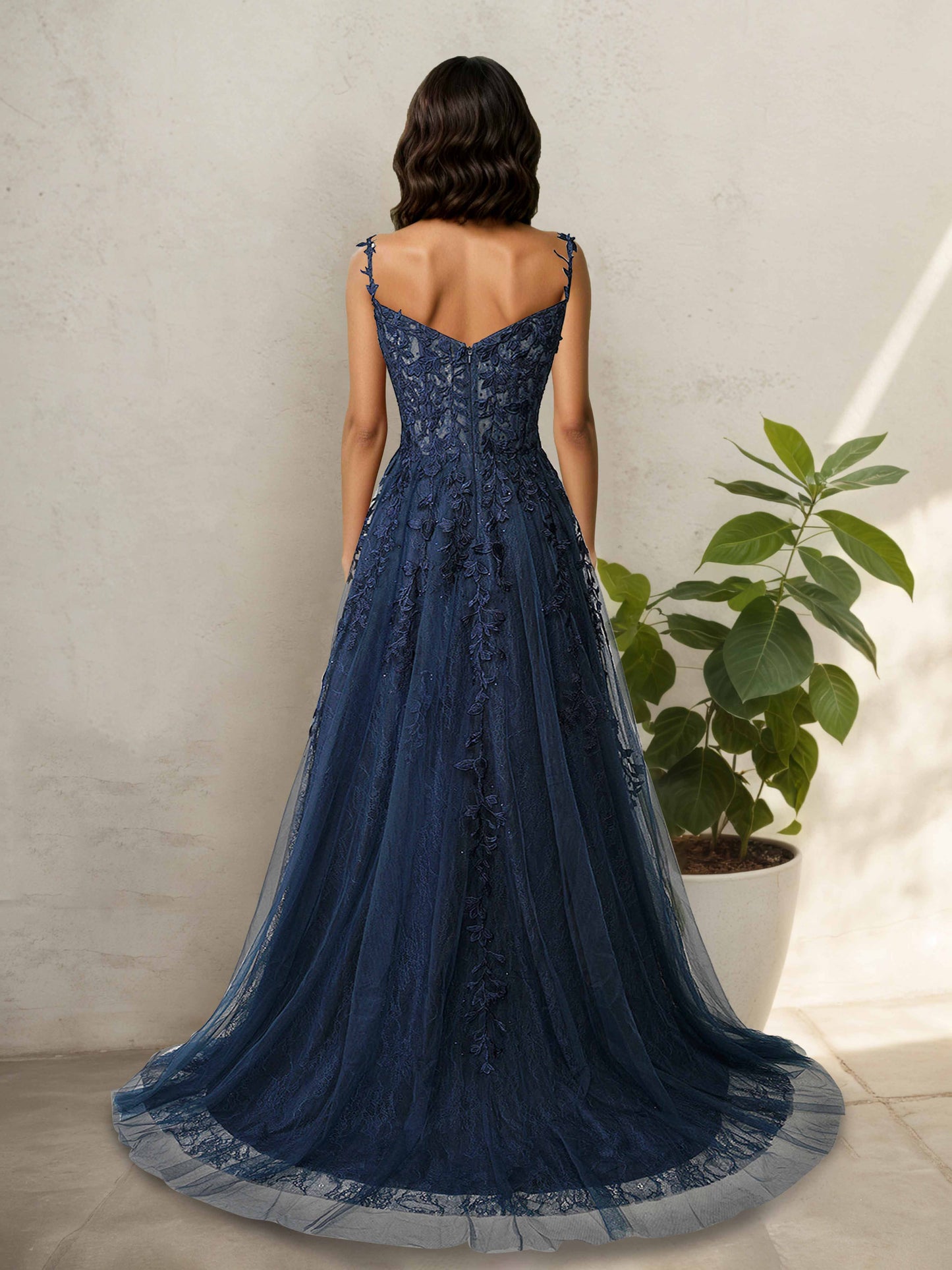 Nalina Stylish Sweetheart A Line Tulle Prom Dresses with Appliqued