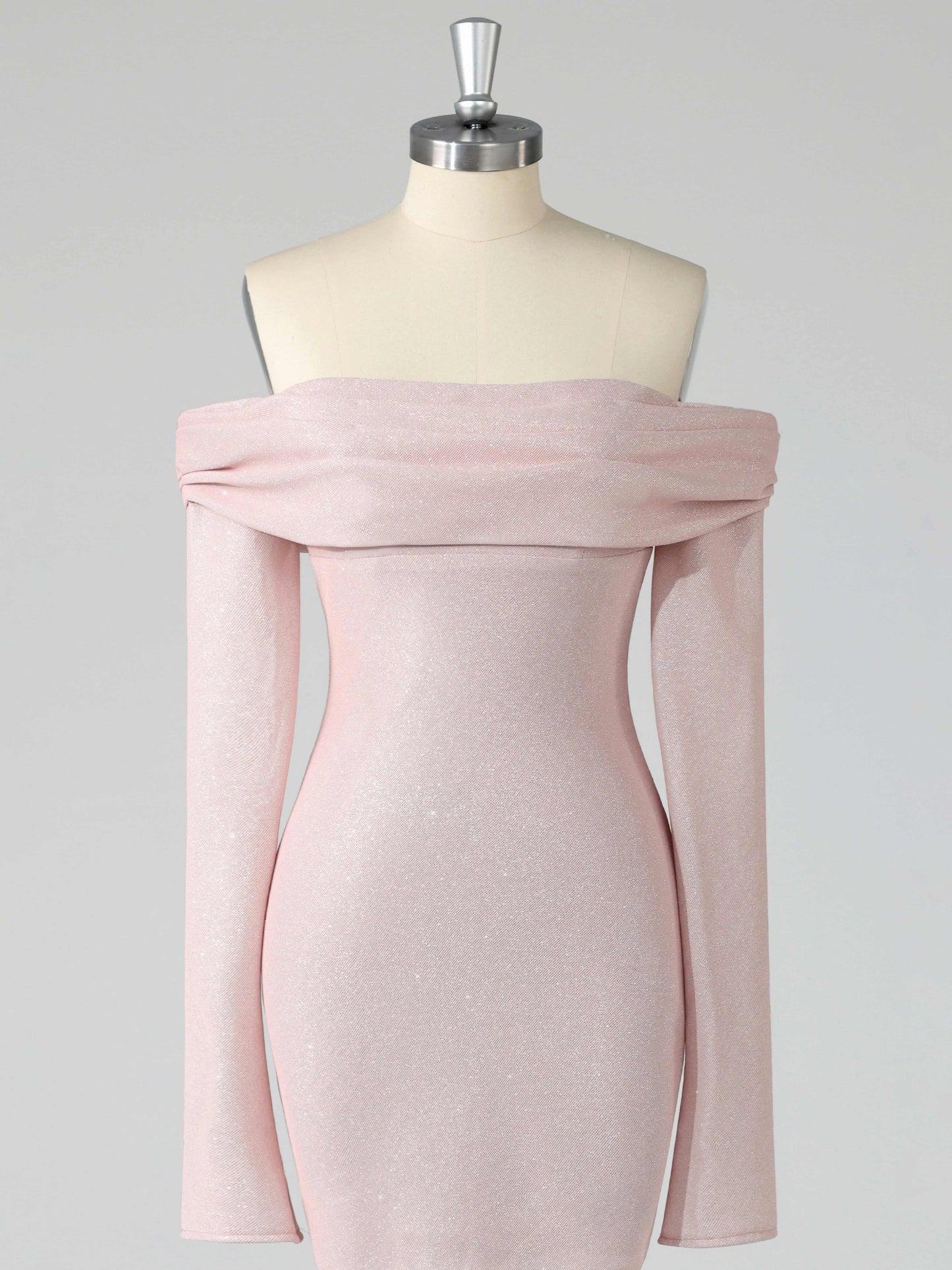 Scarlett Off-the-Shoulder Glitter Homecoming Dress Long Sleeves
