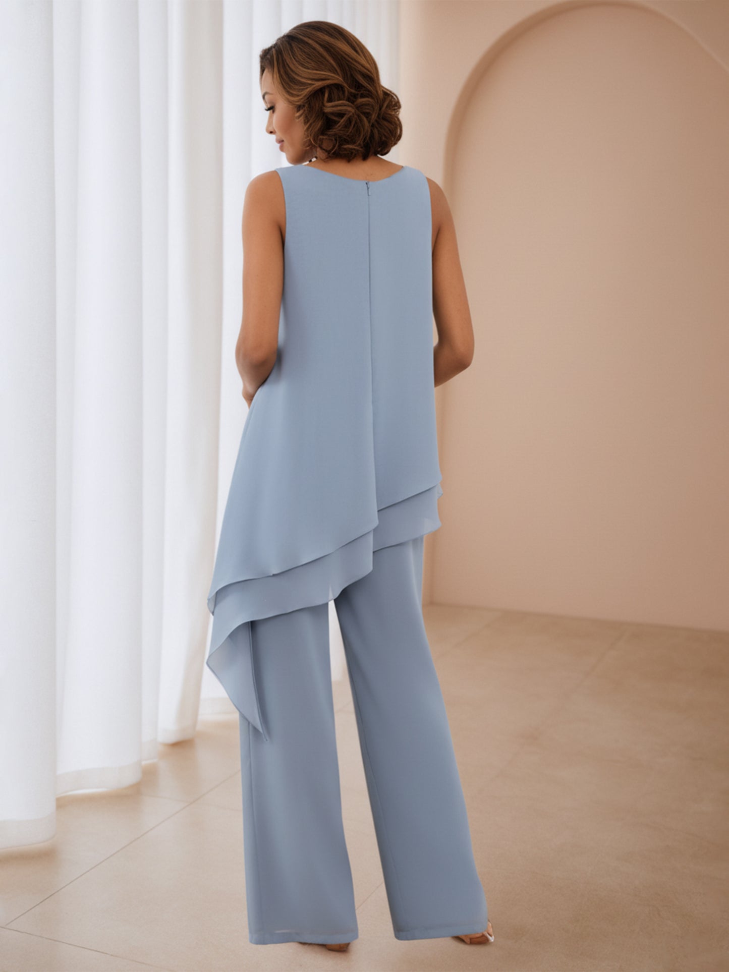 Teresa Modern Scoop 3 Pieces Mother of the Bride & Groom Jumpsuit/Pantsuit