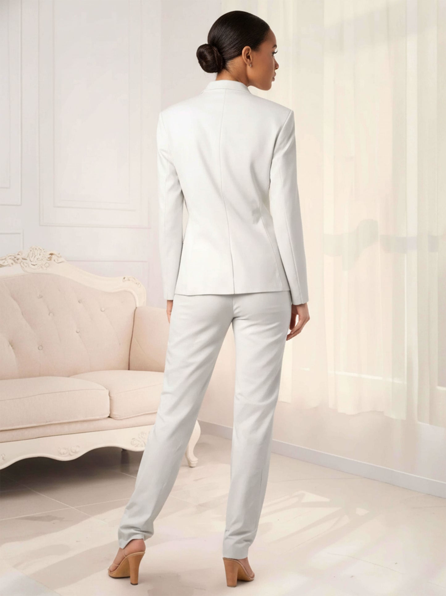 Timeless One Button Notch Lapel Women's 2 Pieces Slim Fit Suits