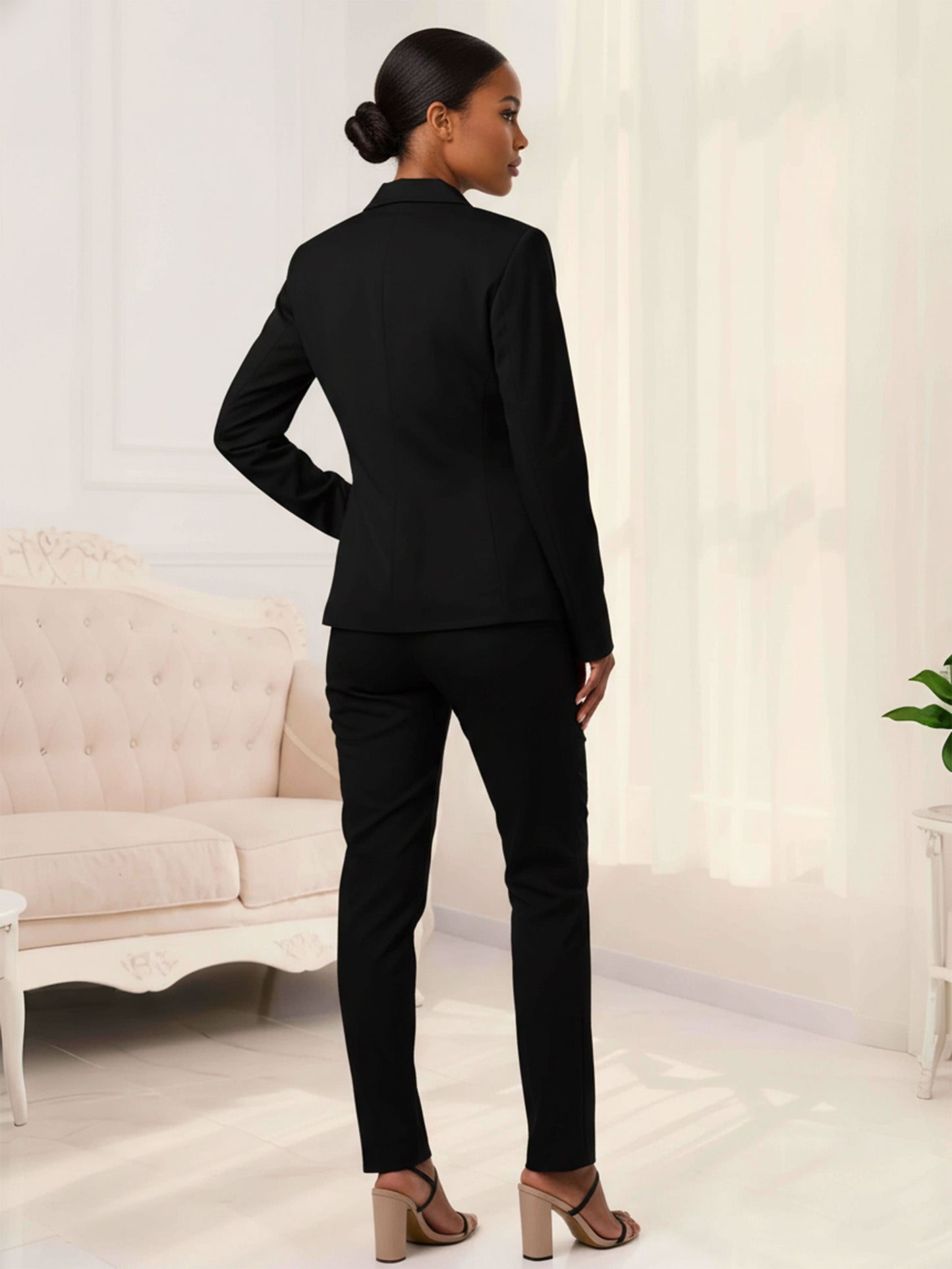 Timeless One Button Women's 2 Pieces Slim Fit Business Suits