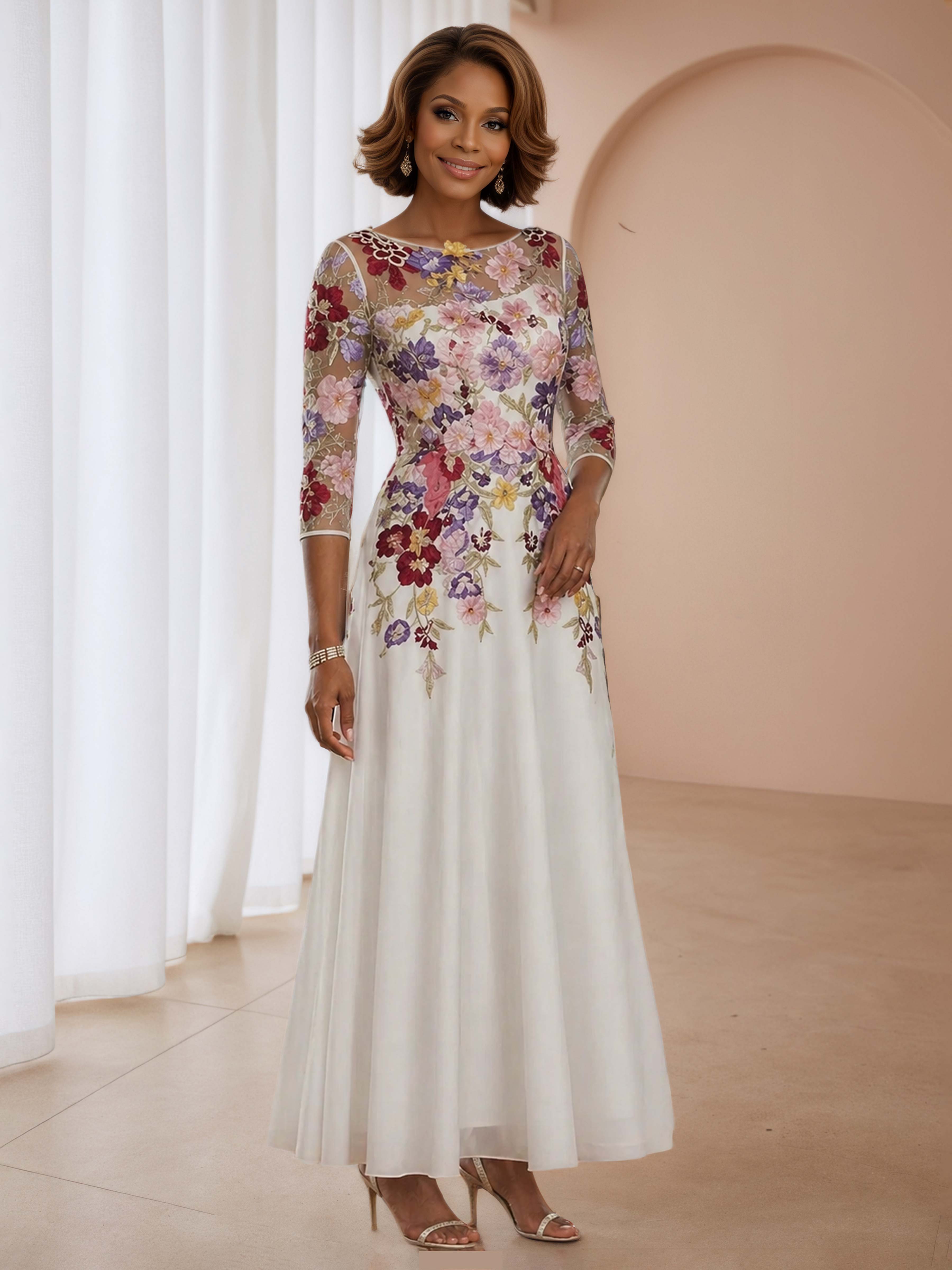 floral chiffon mother of the bride dresses Viviana Charming Illusion Lace Long – Cathnina Mother Of The Bride Width:Standard Colour: MIU MIU BLUE Spring into style with
