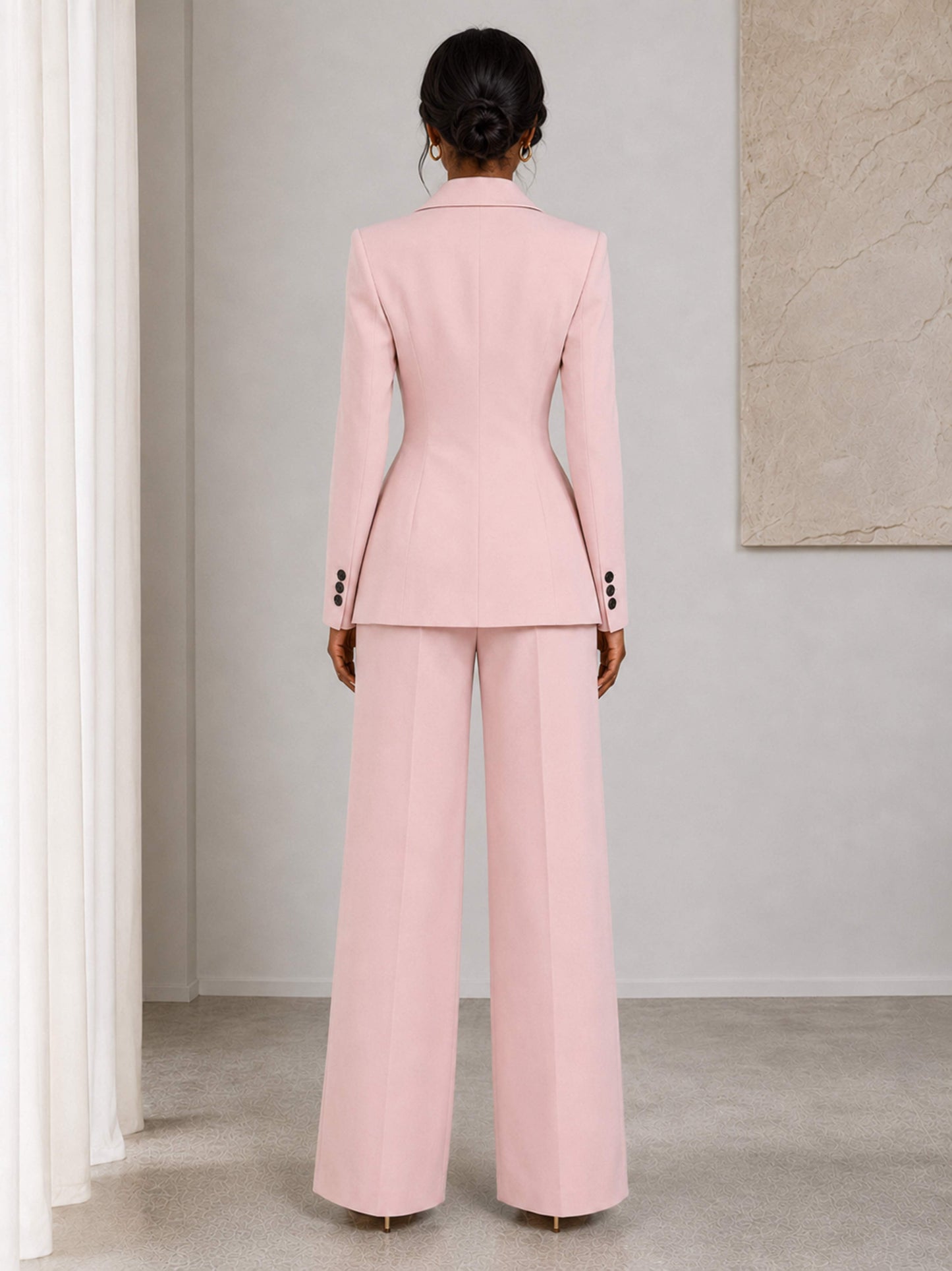 Women's Tailored 2 Piece Blazer & Wide Leg Pants Suit