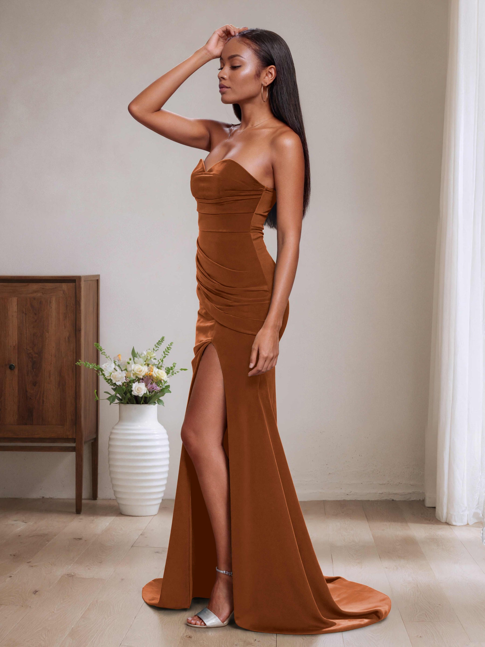Alvina Sweetheart Pleated Sleeveless Mermaid Bridesmaid Dresses – Cathnina