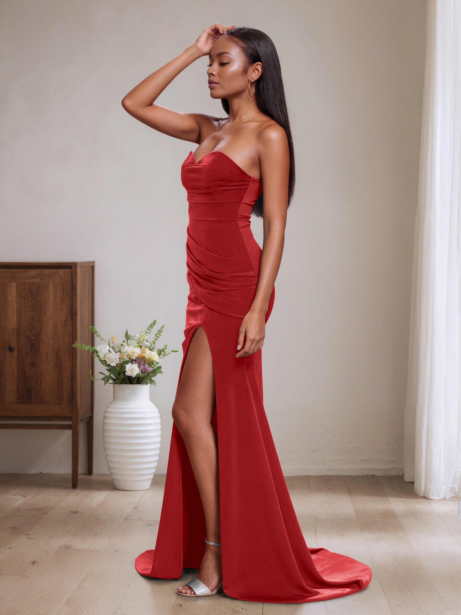 Alvina Sweetheart Pleated Sleeveless Mermaid Bridesmaid Dresses – Cathnina