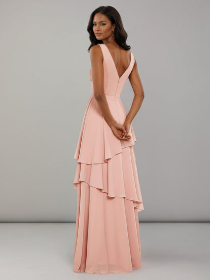 Amorae A-Line V-neck Pleated Bridesmaid Dresses with Ruffles