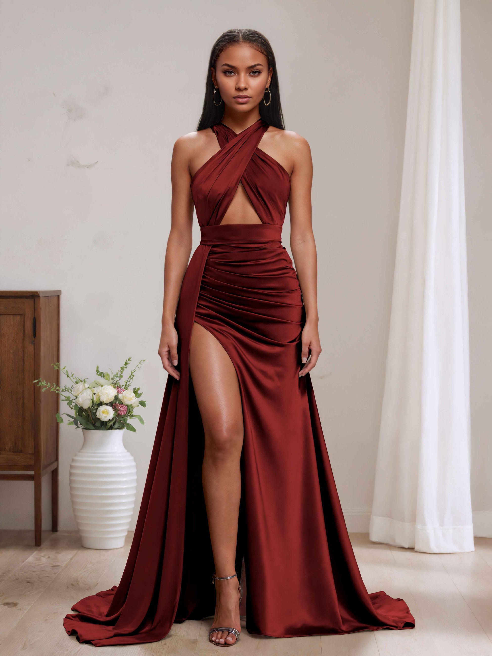 sweep train bridesmaid dresses Charming Sheath Sweetheart Pleated Silk Like Satin Corset Dress tailed gowns are perfect for those occasions where you need to show nobility and glamor Off Shoulder Sweetheart Ruched Chiffon