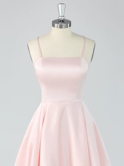 Avenix Spaghetti Straps Sleeveless A-Line Mini Homecoming Dresses with Pockets