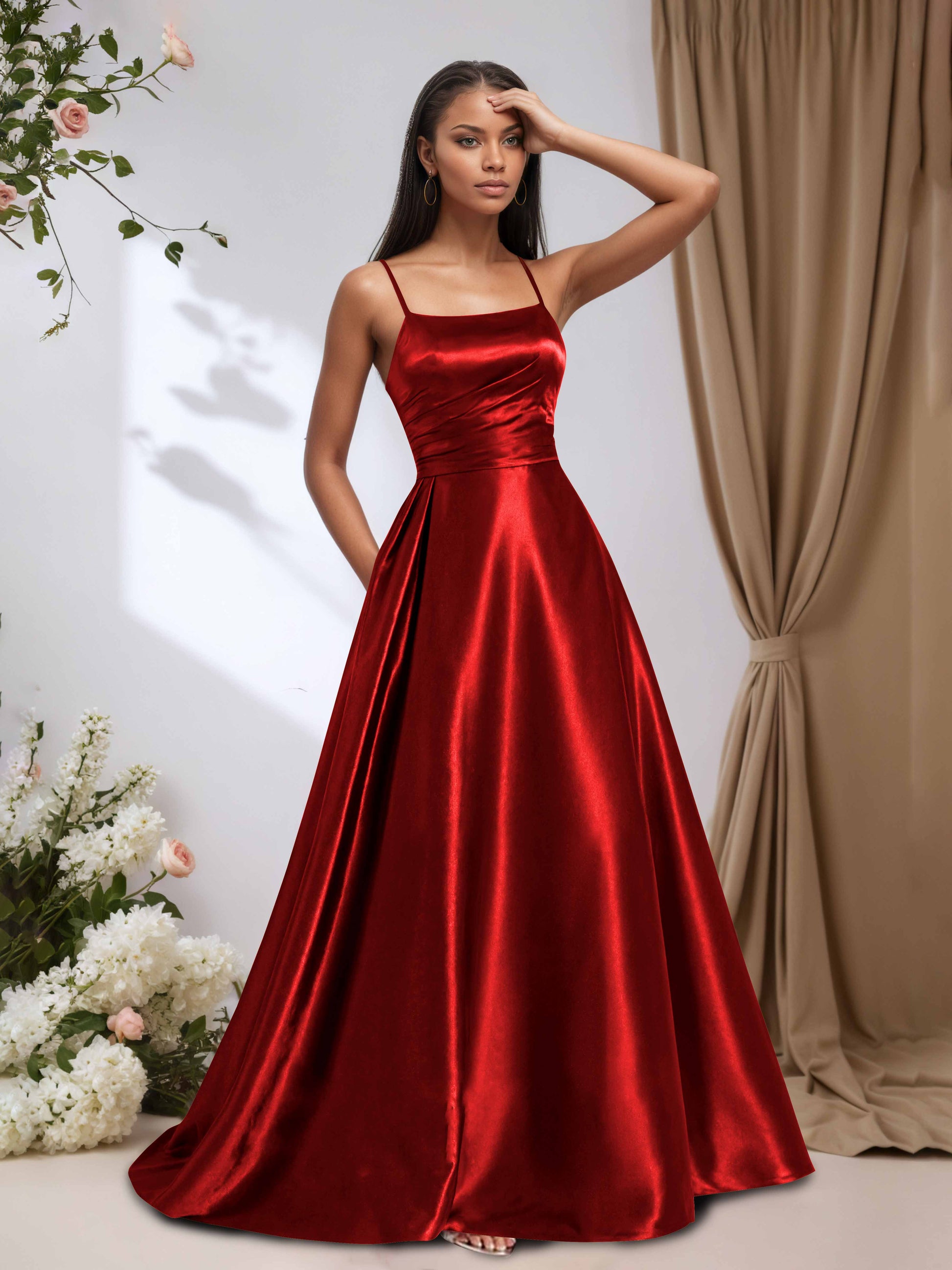 Belina Romantic A-line Square Floor-Length Satin Bridesmaid Dresses Cathnina Belina Romantic A-line Square Floor-Length Satin Bridesmaid Dresses Cathnina