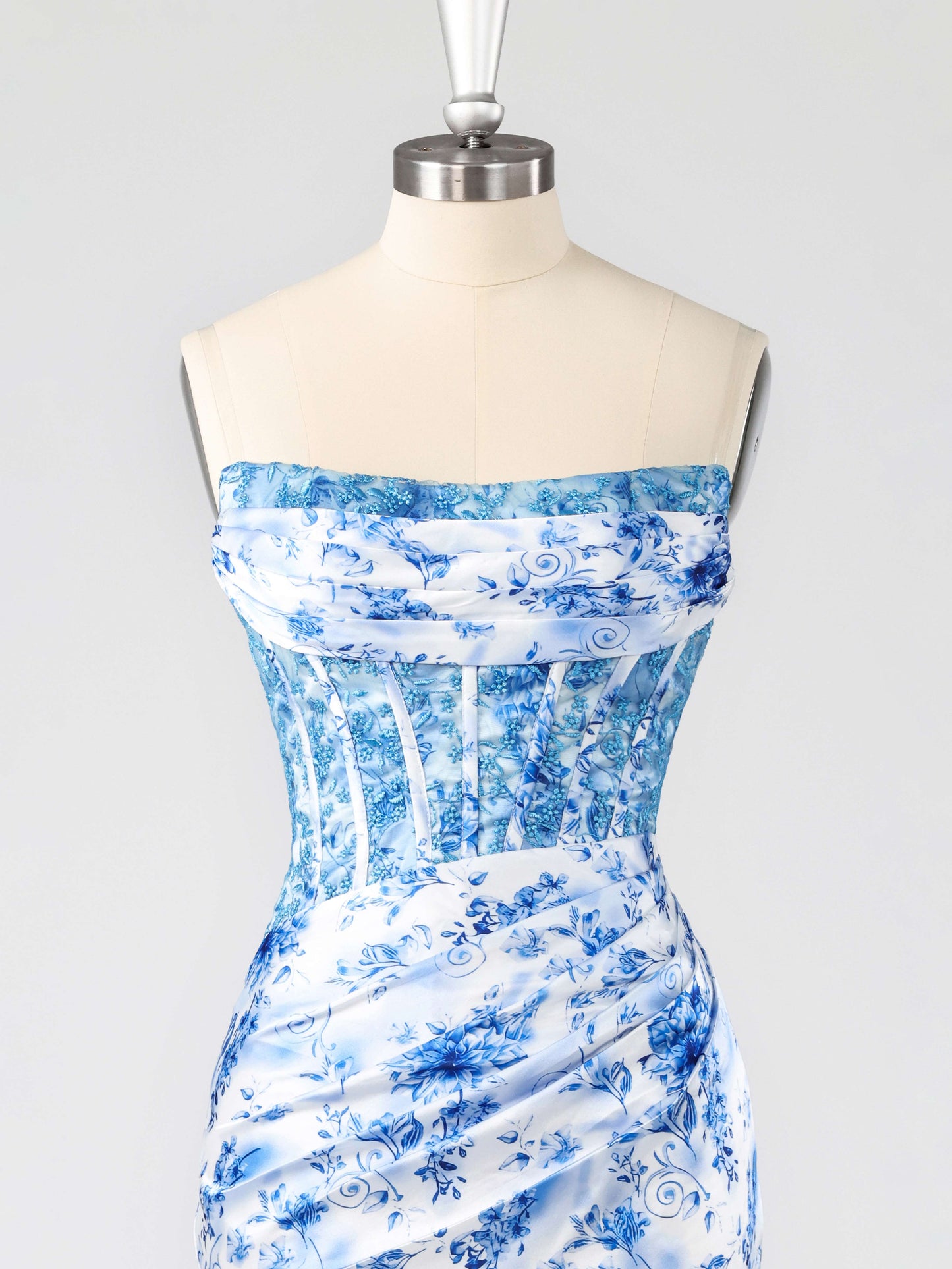 Blair Sheath Floral Strapless Corset Mini Homecoming Dress