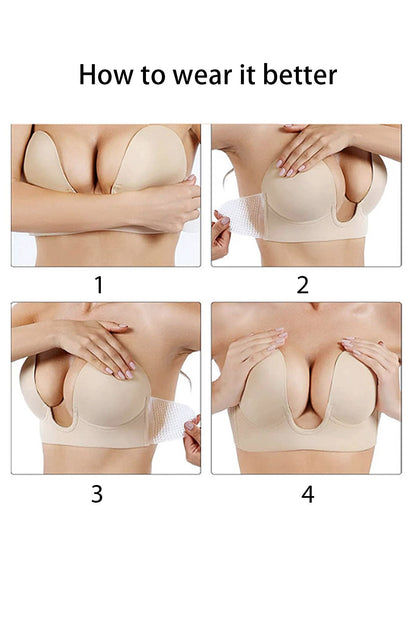 Bridal/Female Reusable Sticky Backless U-Shaped Invisible Bra