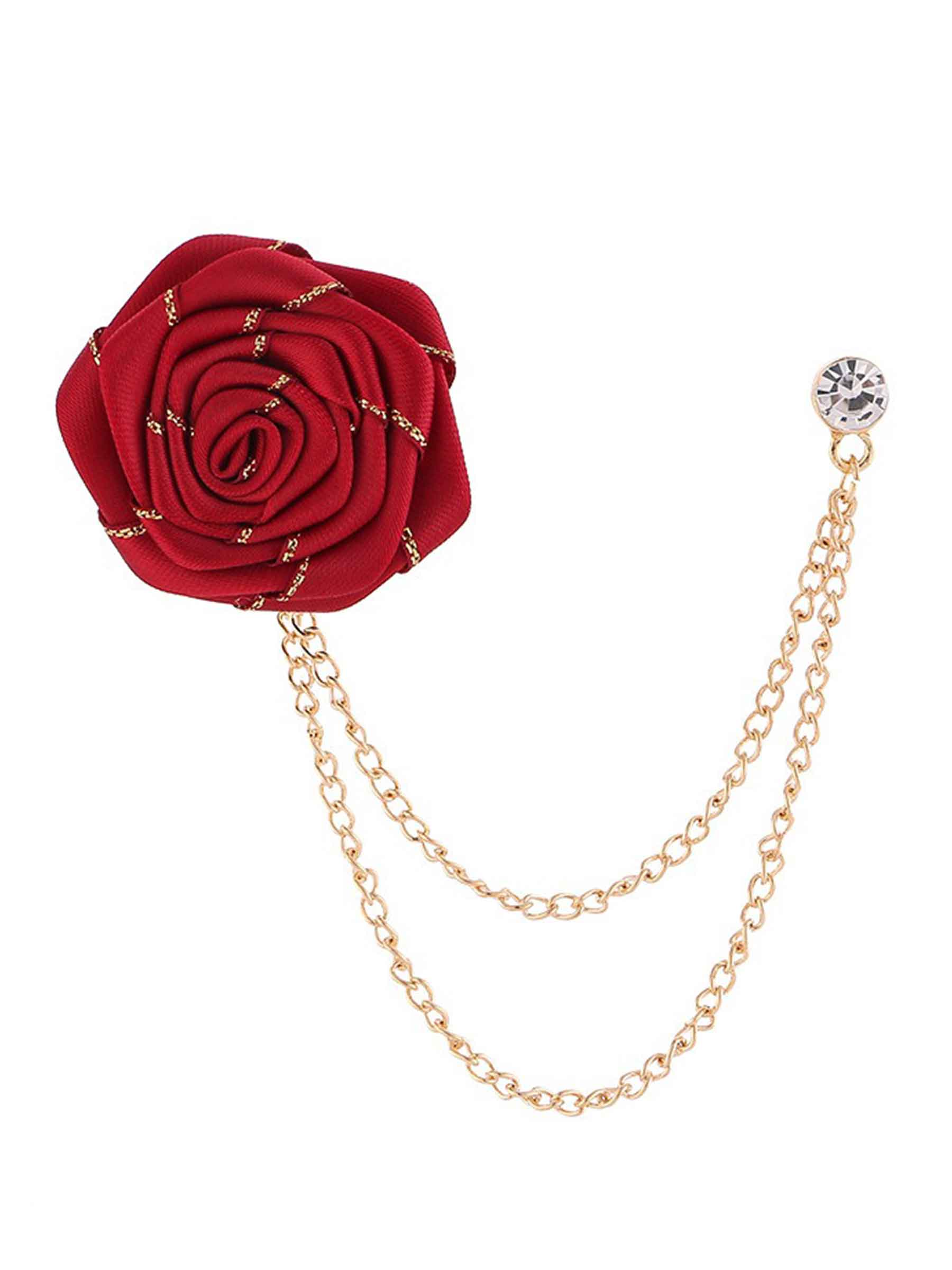 Trendy Rose Flower Lapel Pins for Men's Suit