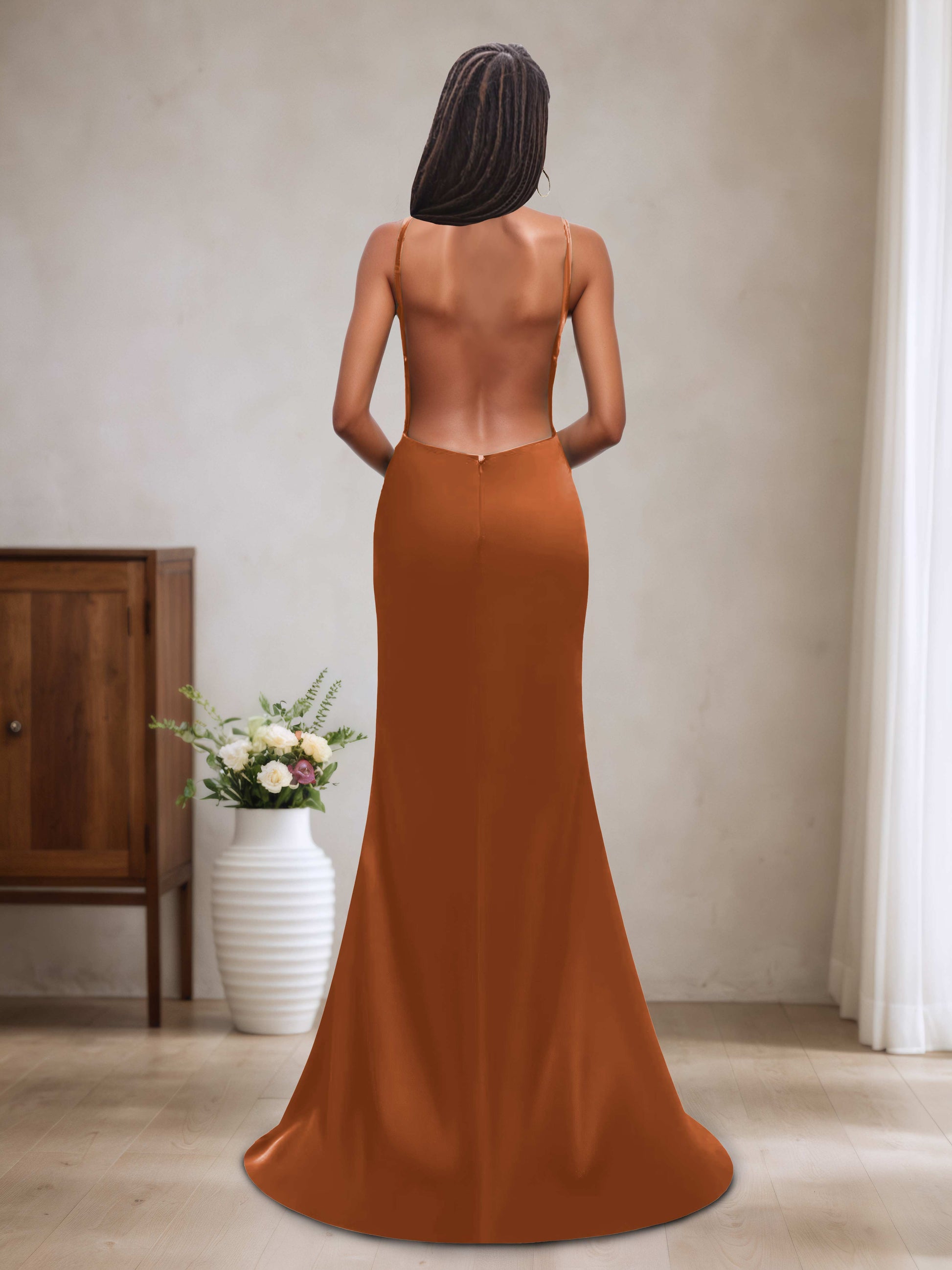Caitlin Sexy Backless V-neck Bridesmaid Dresses with Side Slit Cathnina Caitlin Sexy Backless V-neck Bridesmaid Dresses with Side Slit Cathnina