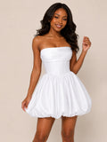 Callie Satin Ball Gown Strapless Mini Homecoming Dresses