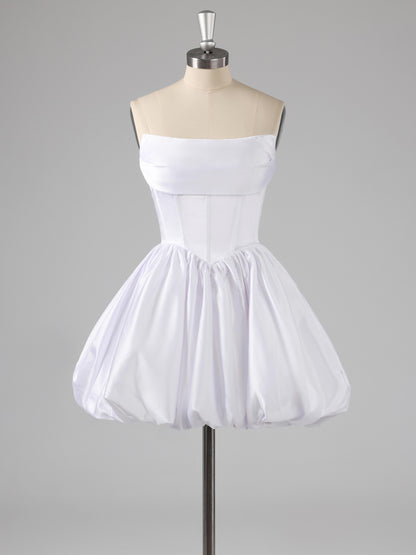 Callie Satin Ball Gown Strapless Mini Homecoming Dresses