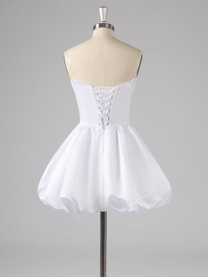 Callie Satin Ball Gown Strapless Mini Homecoming Dresses