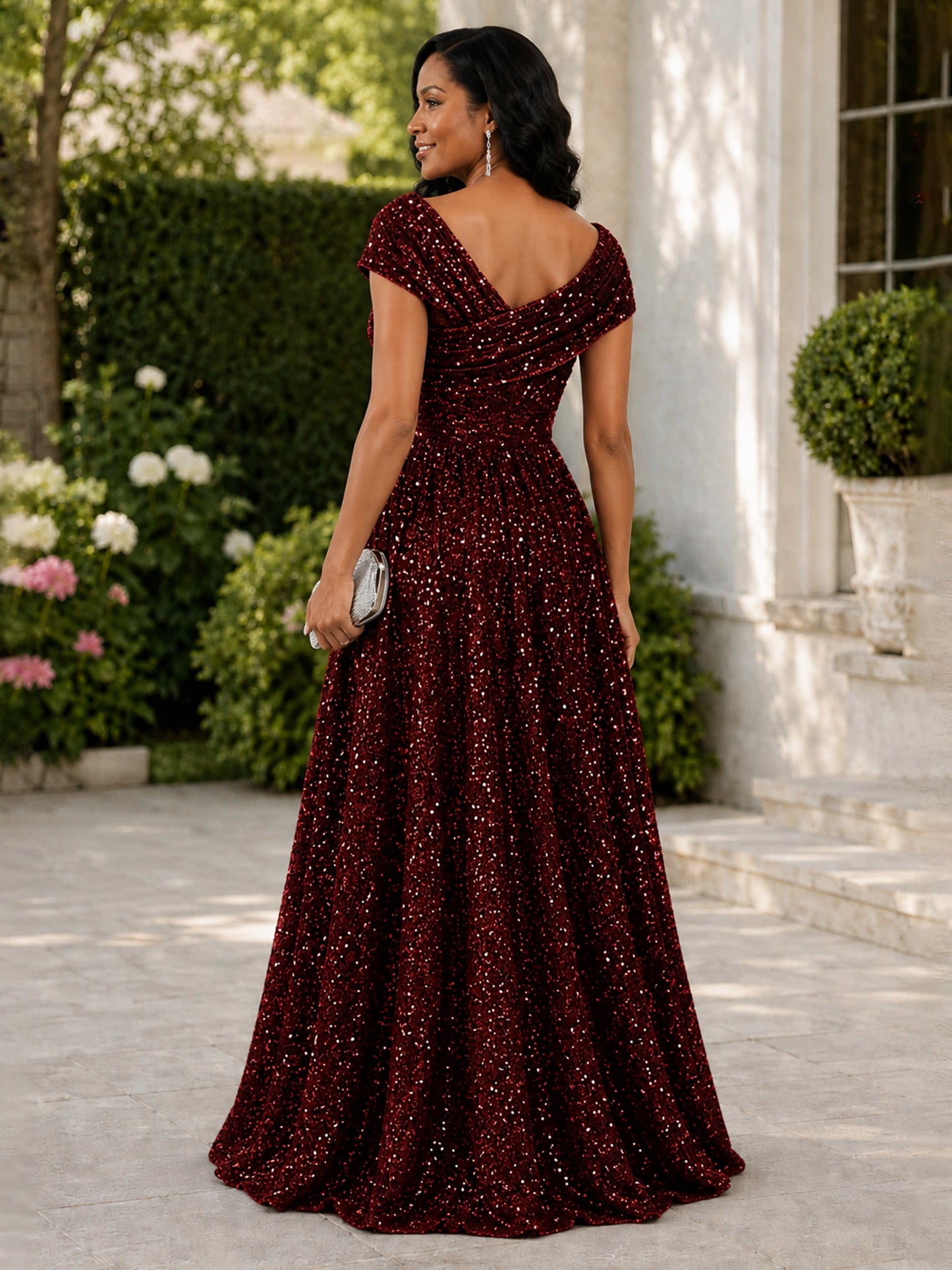 Camila Sparkly A-Line Cap Sleeves Sequin Mother of the Bride Dresses with Sequins
