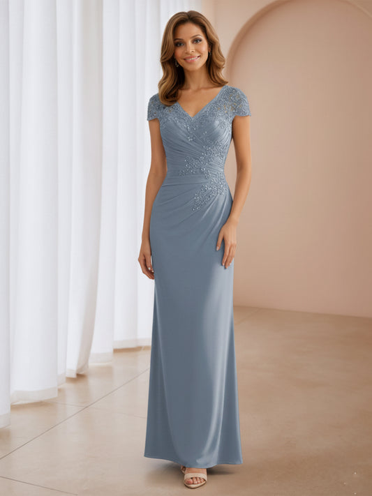 Carina Charming Sheath Pleated Lace Chiffon Mother of the Bride & Groom Dresses