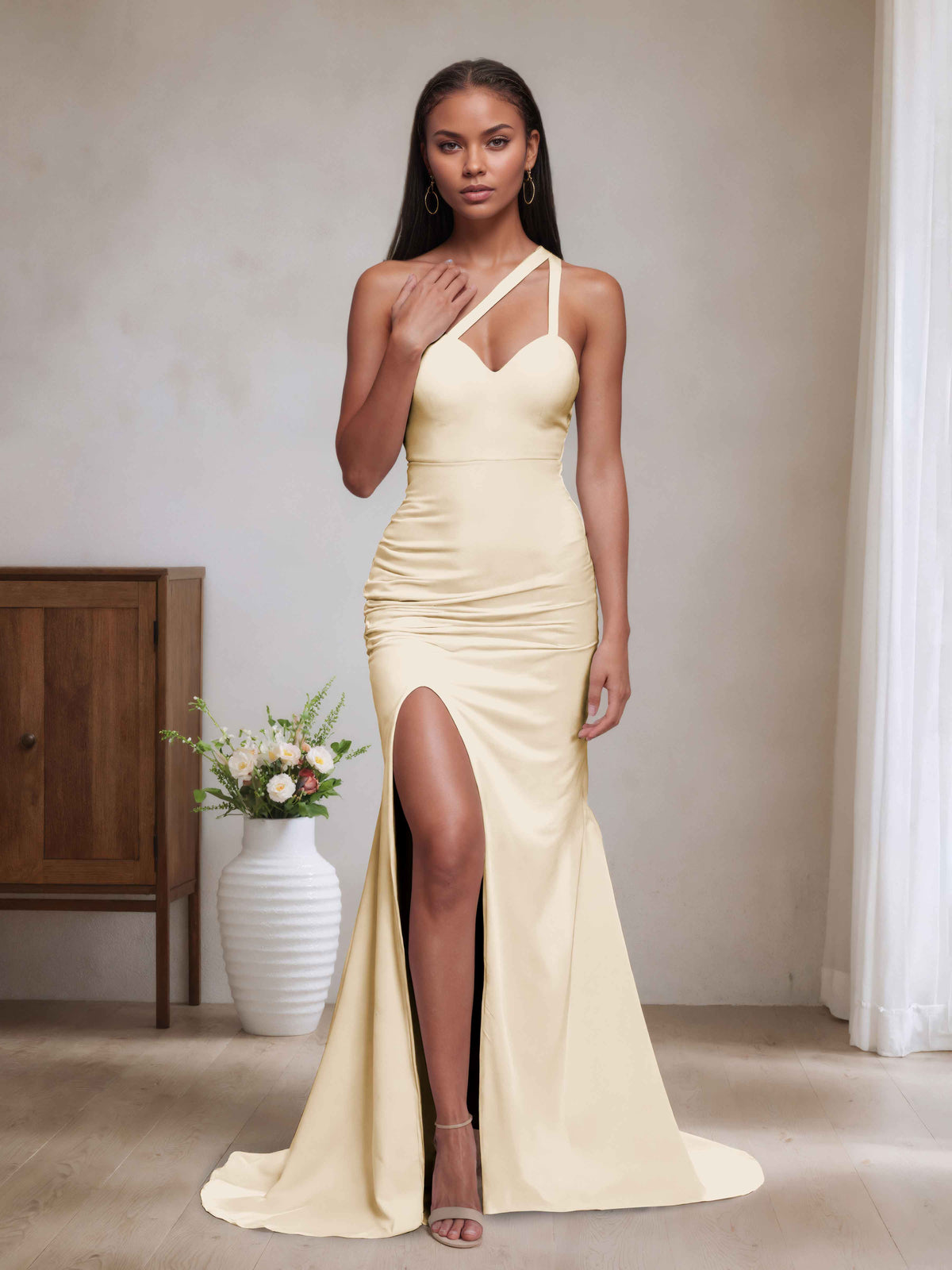 carla bridesmaid dress Sexy One Shoulder Sleeveless Long Dresses – Cathnina Stillwhite