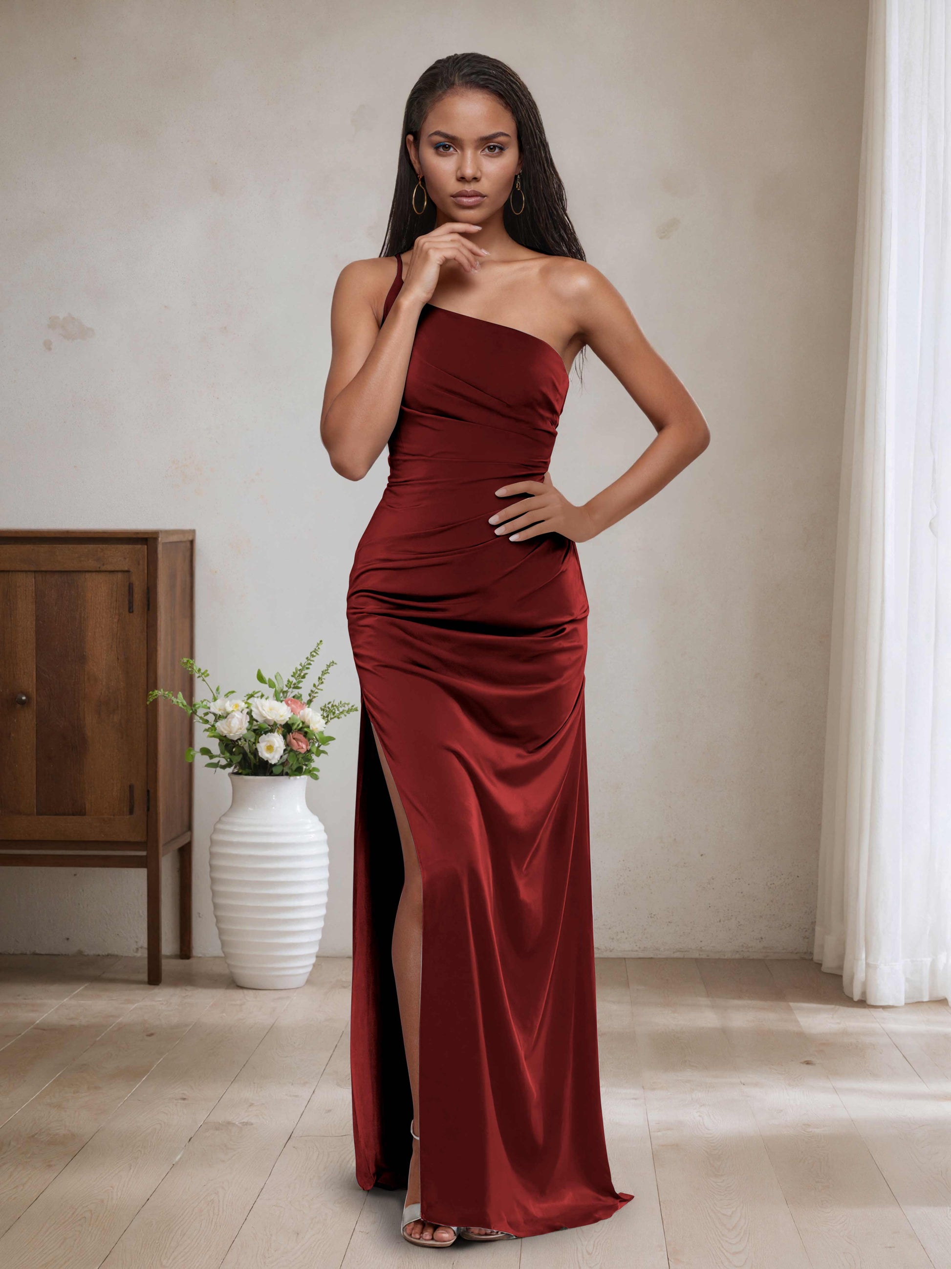 Celestine Spaghetti Straps Sheath Bridesmaid Dresses with Slit Cathnina Celestine Spaghetti Straps Sheath Bridesmaid Dresses with Slit Cathnina