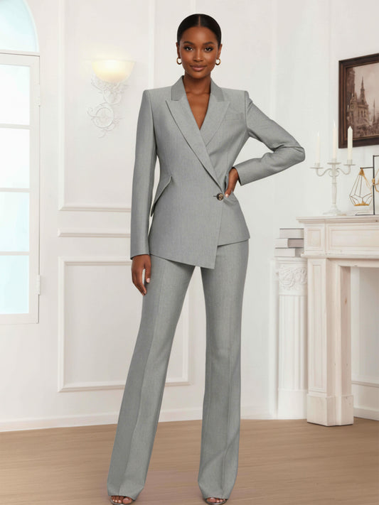 Chic One Button Women's 2 Pieces Asymmetrical Business Suits
