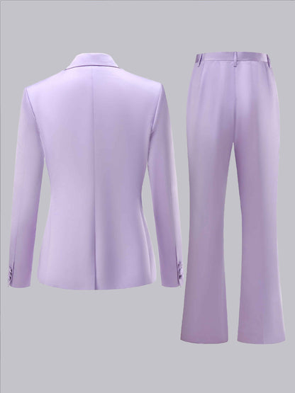 Chic Satin Double Breasted Women's Pantsuit Set For Wedding