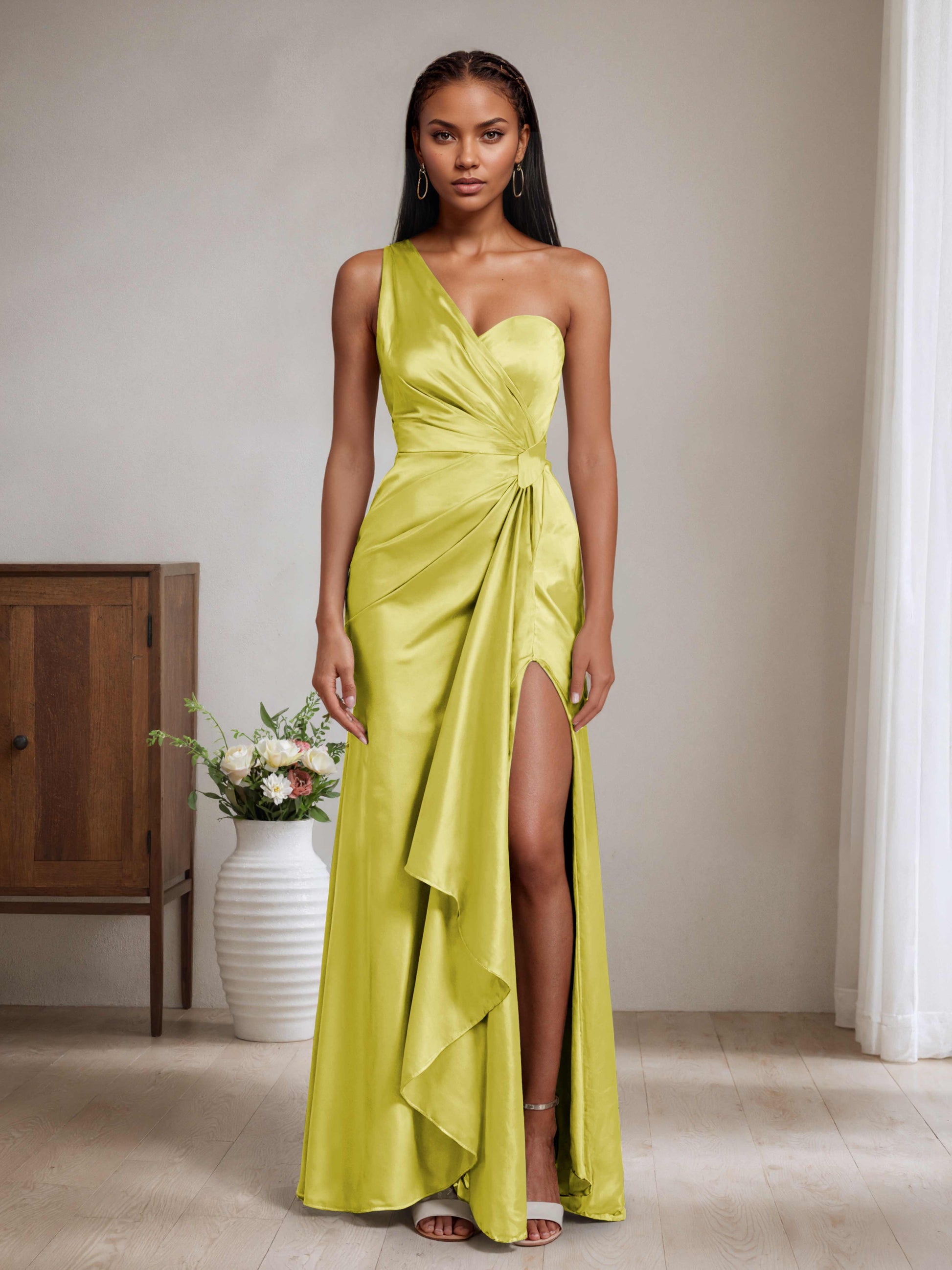 Cici One Shoulder Mermaid Bridesmaid Dresses with Side Slit Cathnina Cici One Shoulder Mermaid Bridesmaid Dresses with Side Slit Cathnina