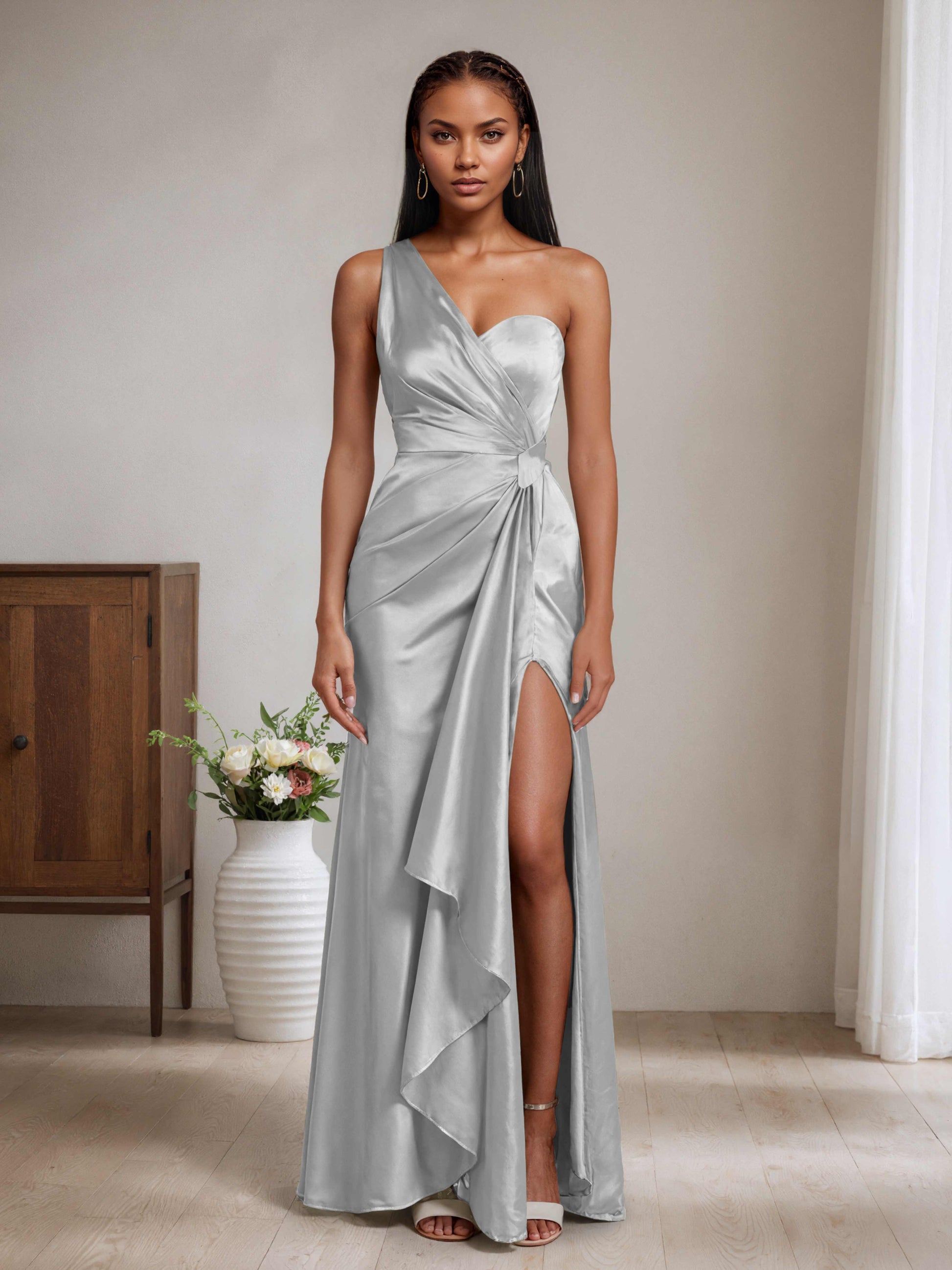Cici One Shoulder Mermaid Bridesmaid Dresses with Side Slit Cathnina Cici One Shoulder Mermaid Bridesmaid Dresses with Side Slit Cathnina