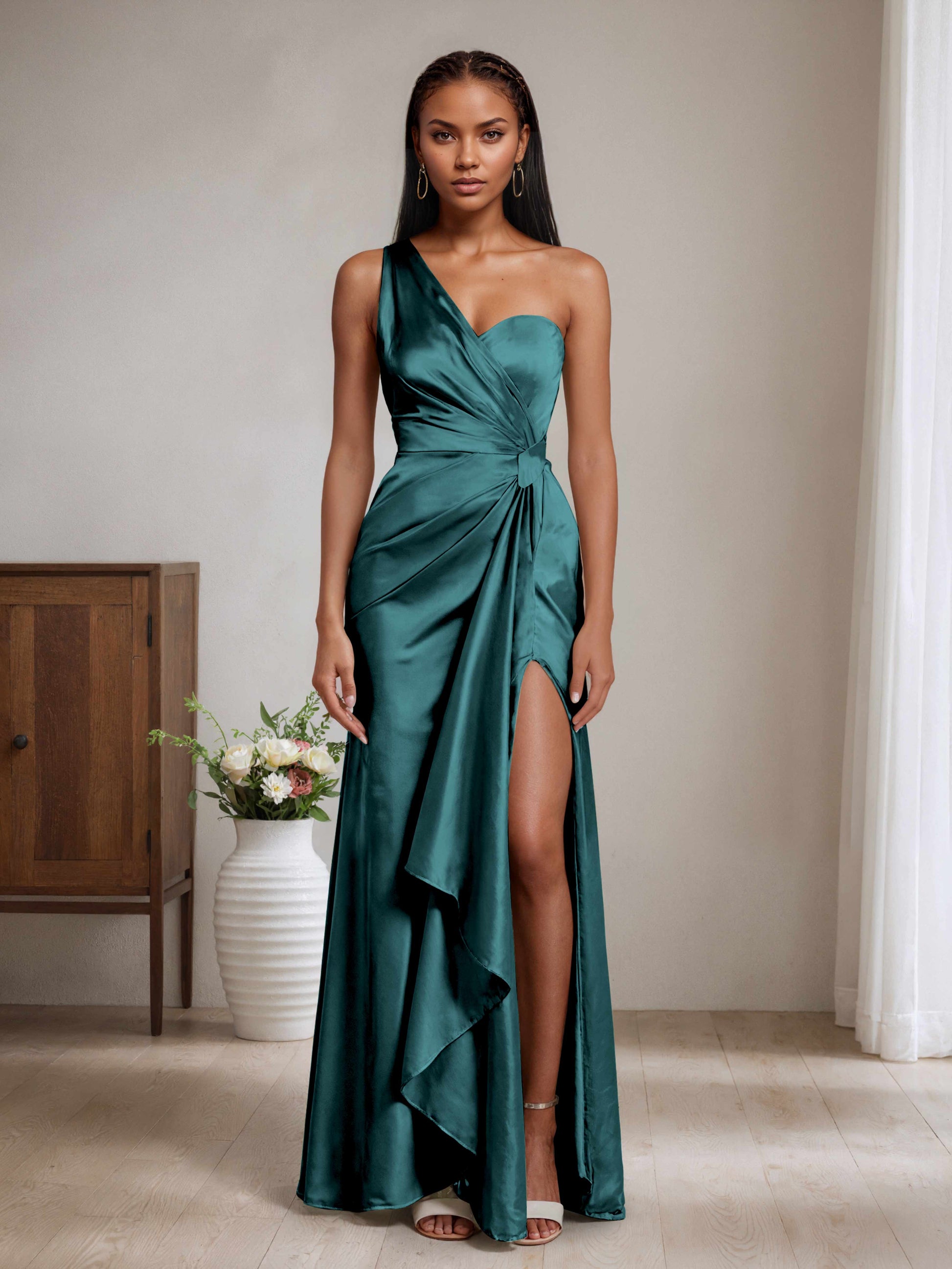 Cici One Shoulder Mermaid Bridesmaid Dresses with Side Slit Cathnina Cici One Shoulder Mermaid Bridesmaid Dresses with Side Slit Cathnina