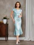 Corina Chic Sheath/Column Cap Sleeves Knee Length Mother of the Bride Dresses