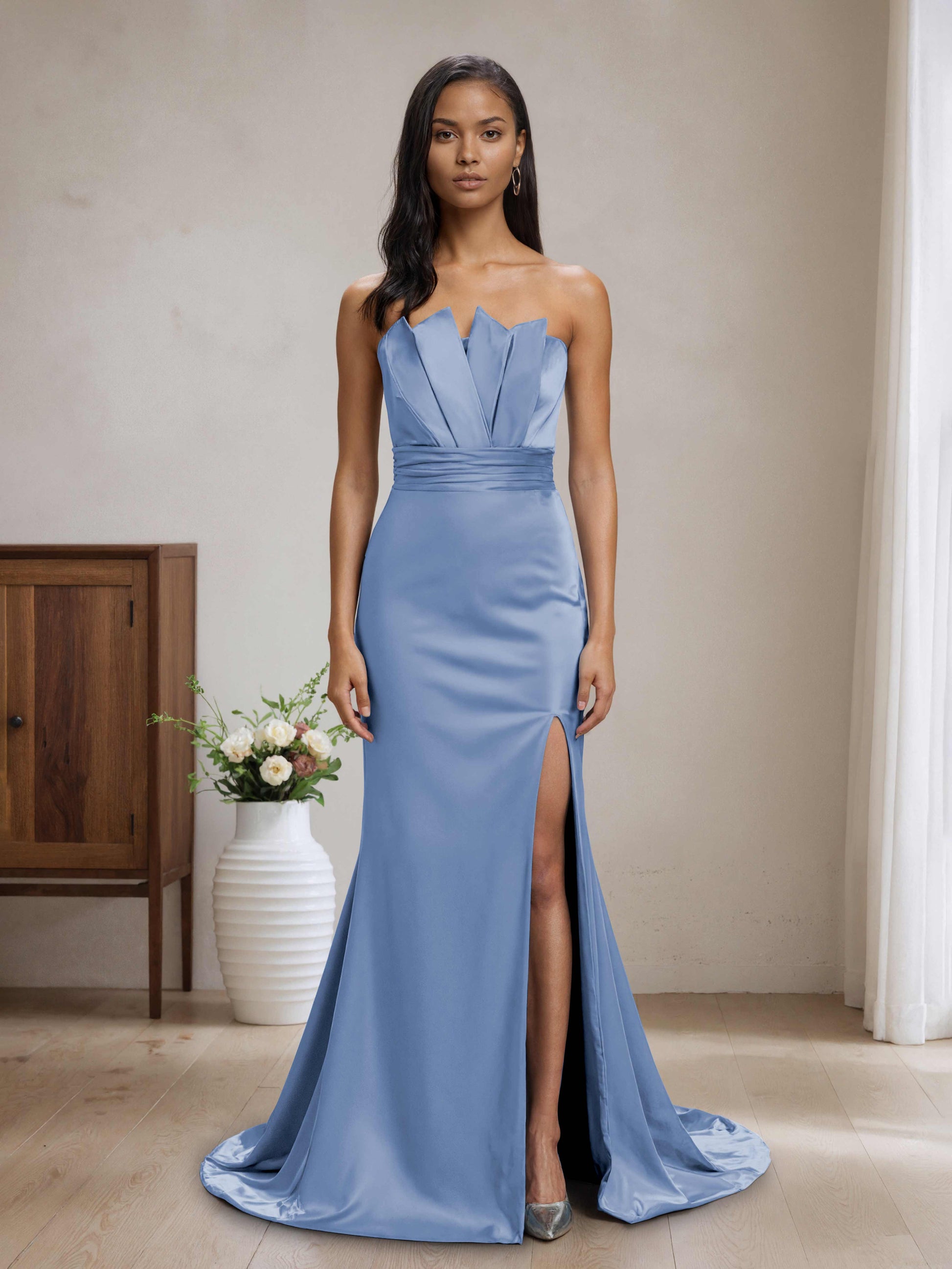 Cynthia Strapless Mermaid Bridesmaid Dresses with Split Side Cathnina Cynthia Strapless Mermaid Bridesmaid Dresses with Split Side Cathnina