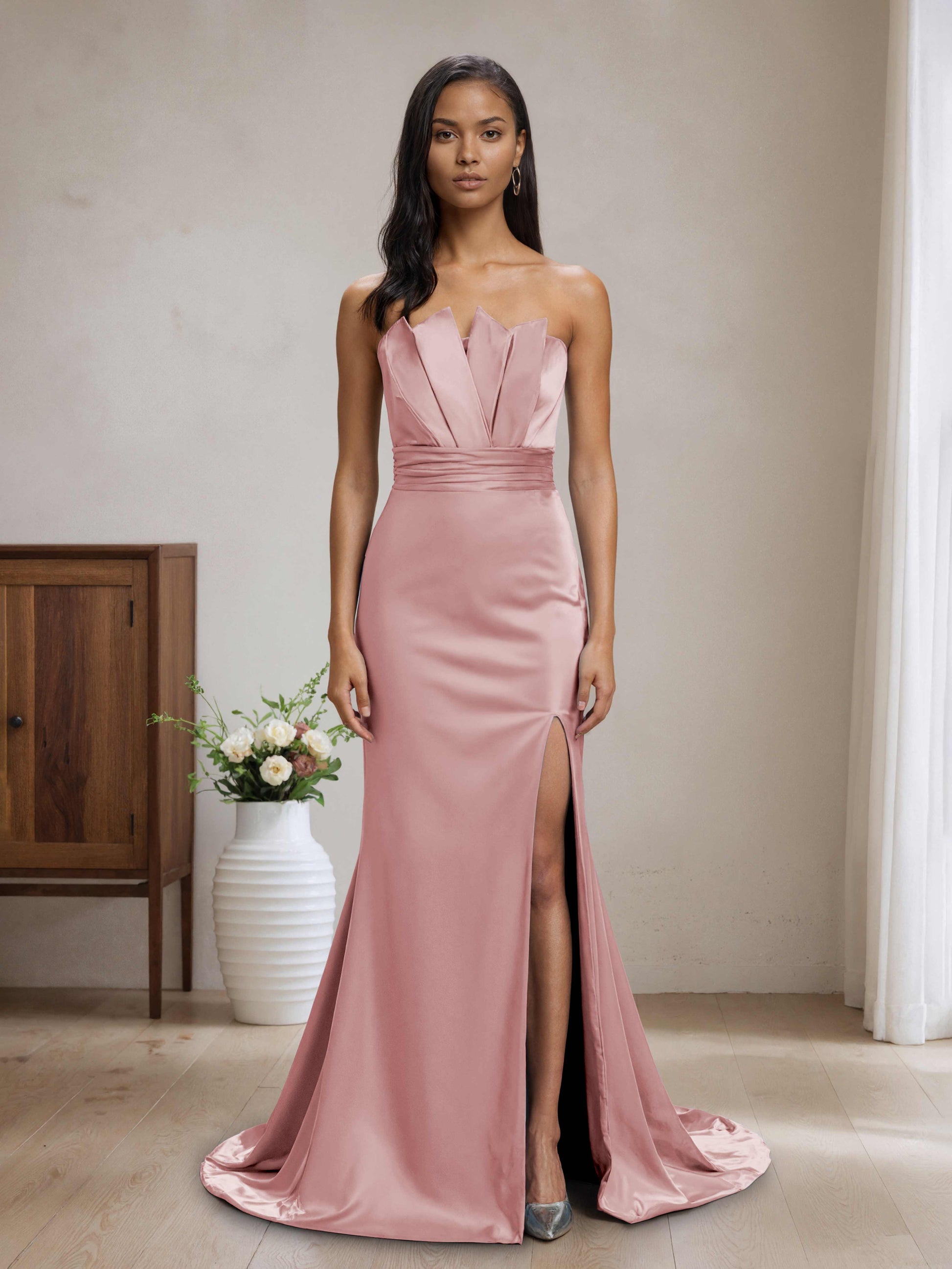 Cynthia Strapless Mermaid Bridesmaid Dresses with Split Side Cathnina Cynthia Strapless Mermaid Bridesmaid Dresses with Split Side Cathnina