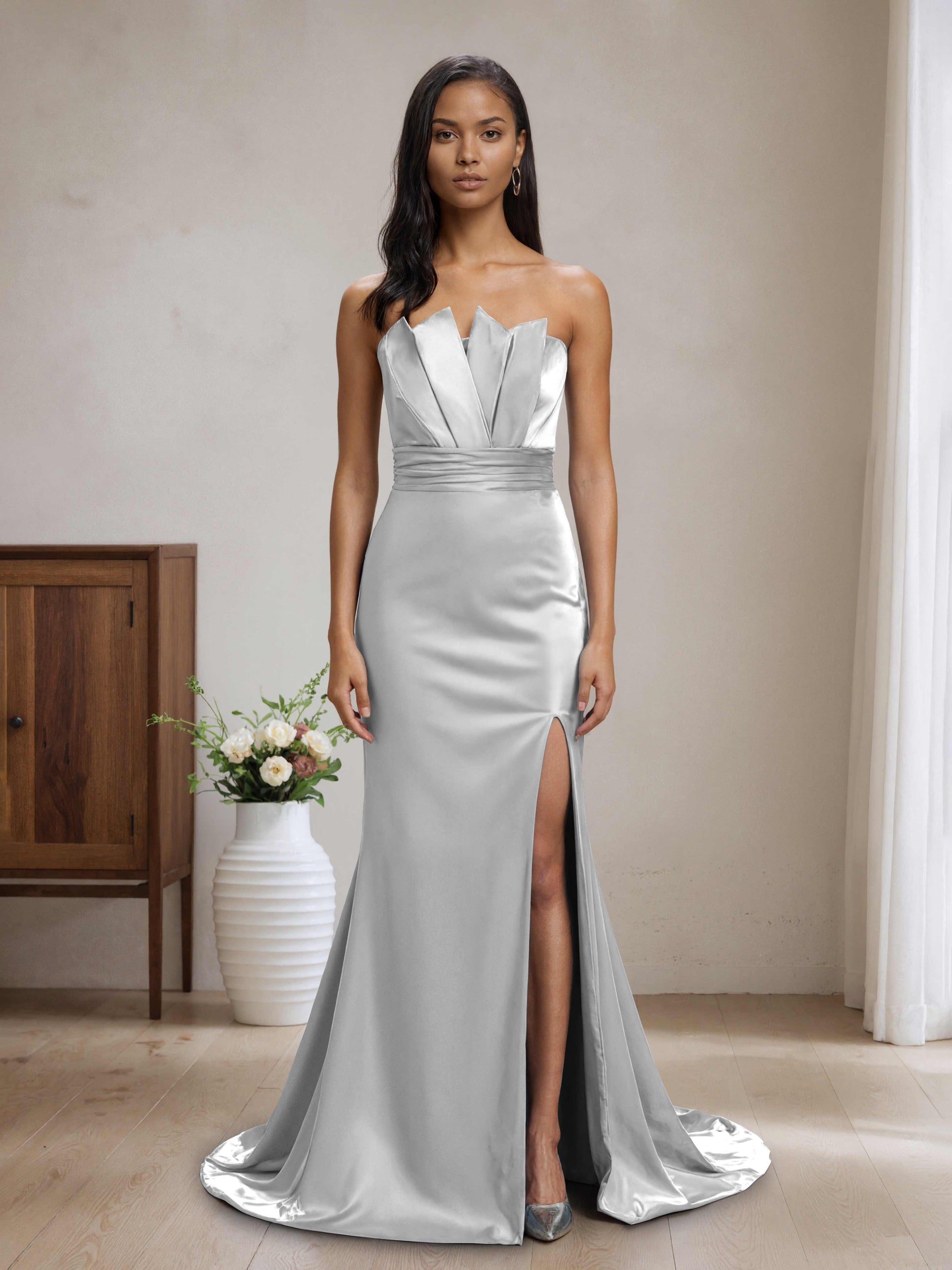Cynthia Strapless Mermaid Bridesmaid Dresses with Split Side Cathnina Cynthia Strapless Mermaid Bridesmaid Dresses with Split Side Cathnina