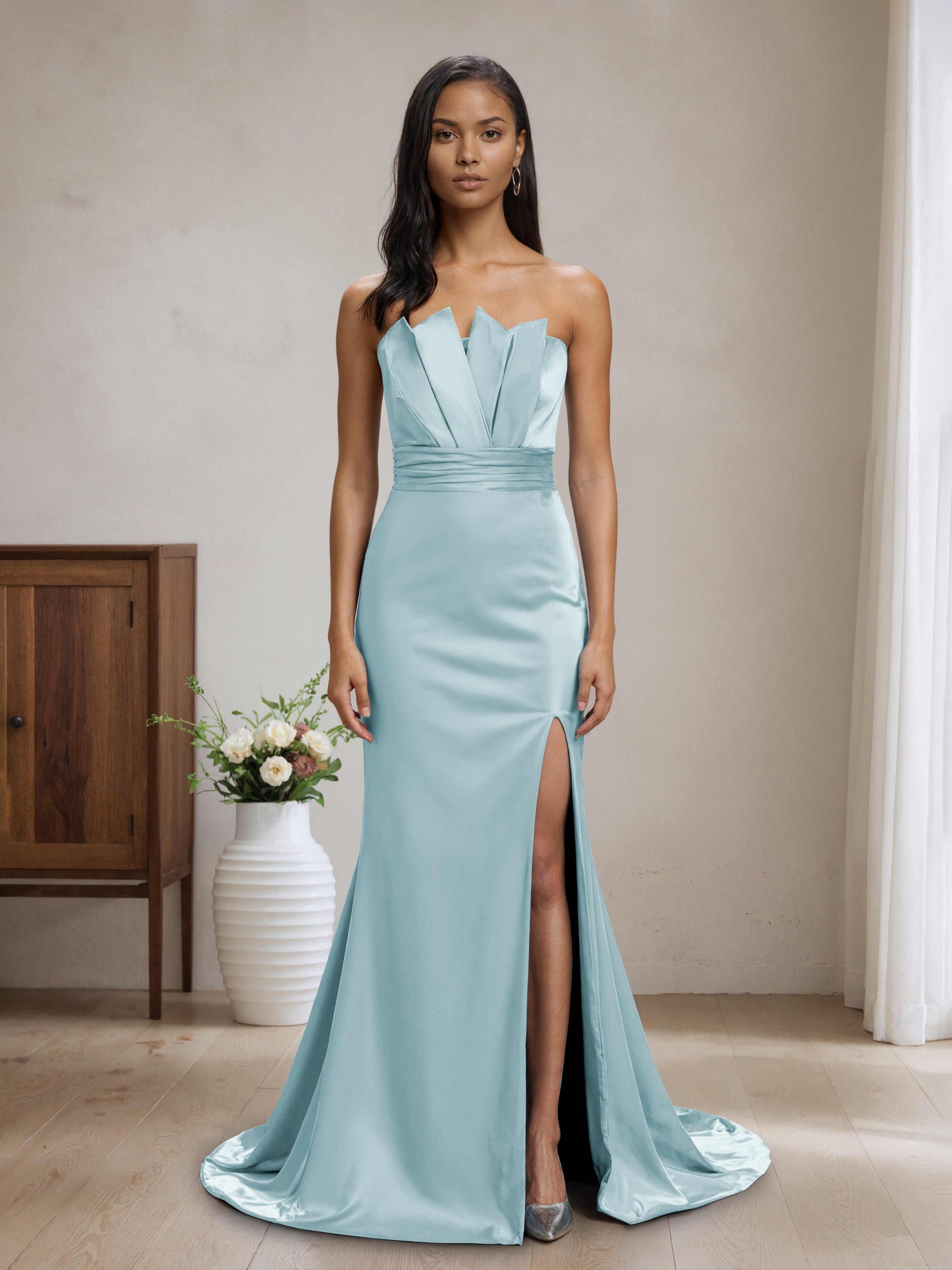 Cynthia Strapless Mermaid Bridesmaid Dresses with Split Side Cathnina Cynthia Strapless Mermaid Bridesmaid Dresses with Split Side Cathnina
