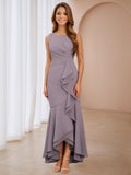 Davina Modest Sheath/Column Scoop Asymmetrical Mother of the Bride & Groom Dresses