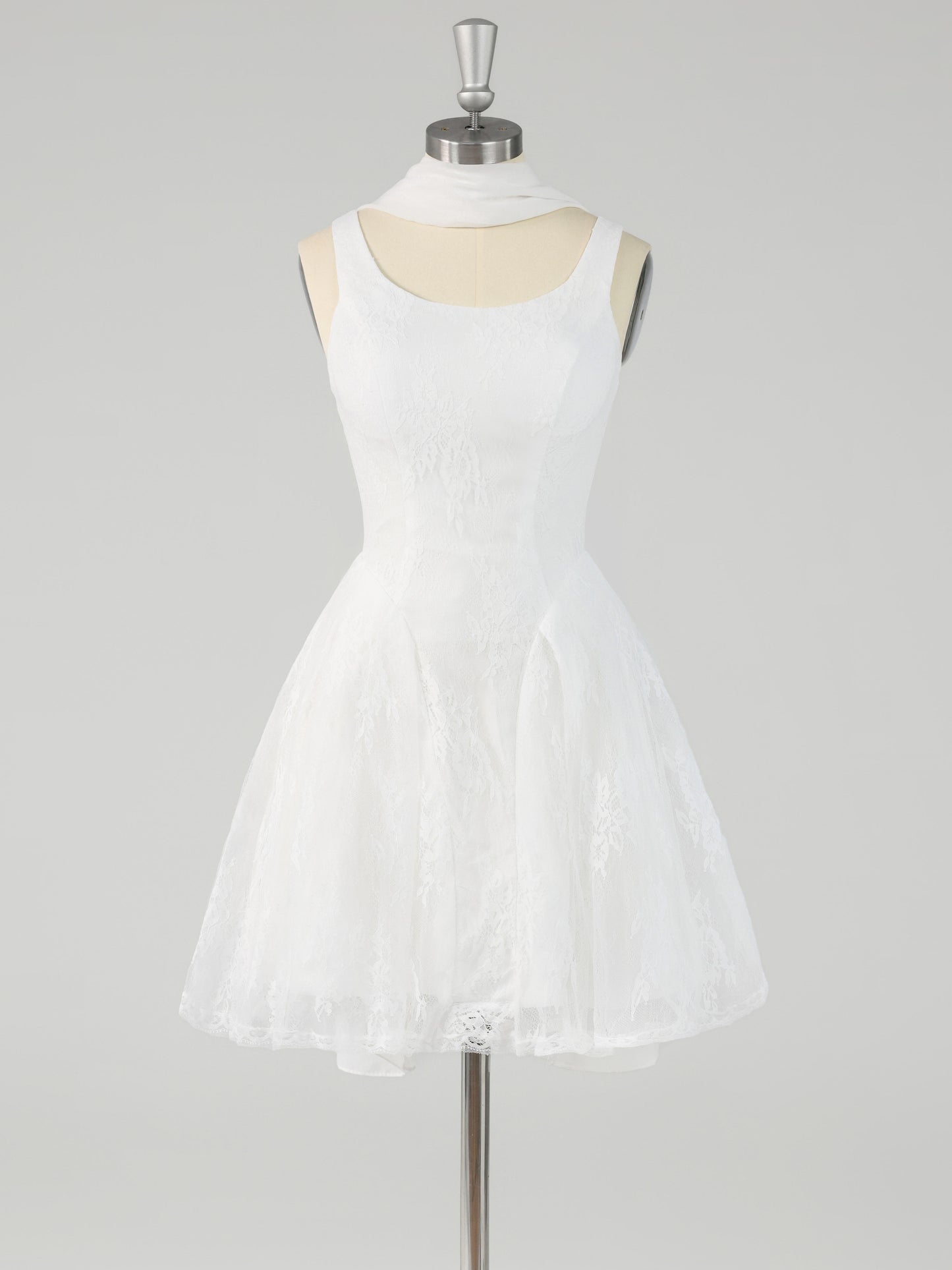 Delilah A-Line Sleeveless Mini Homecoming Dresses with Neck Scarf