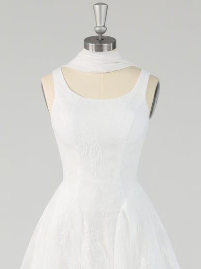 Delilah A-Line Sleeveless Mini Homecoming Dresses with Neck Scarf