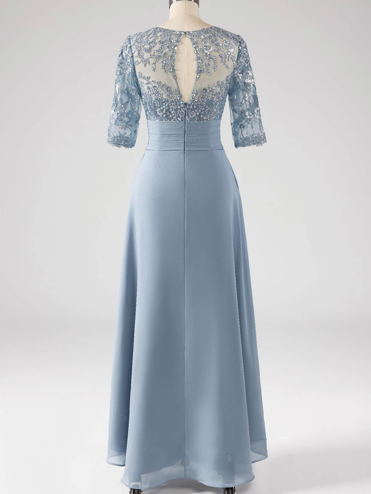 Deliora Graceful Illusion Half Sleeves Lace Chiffon Mother of the Bride Dresses