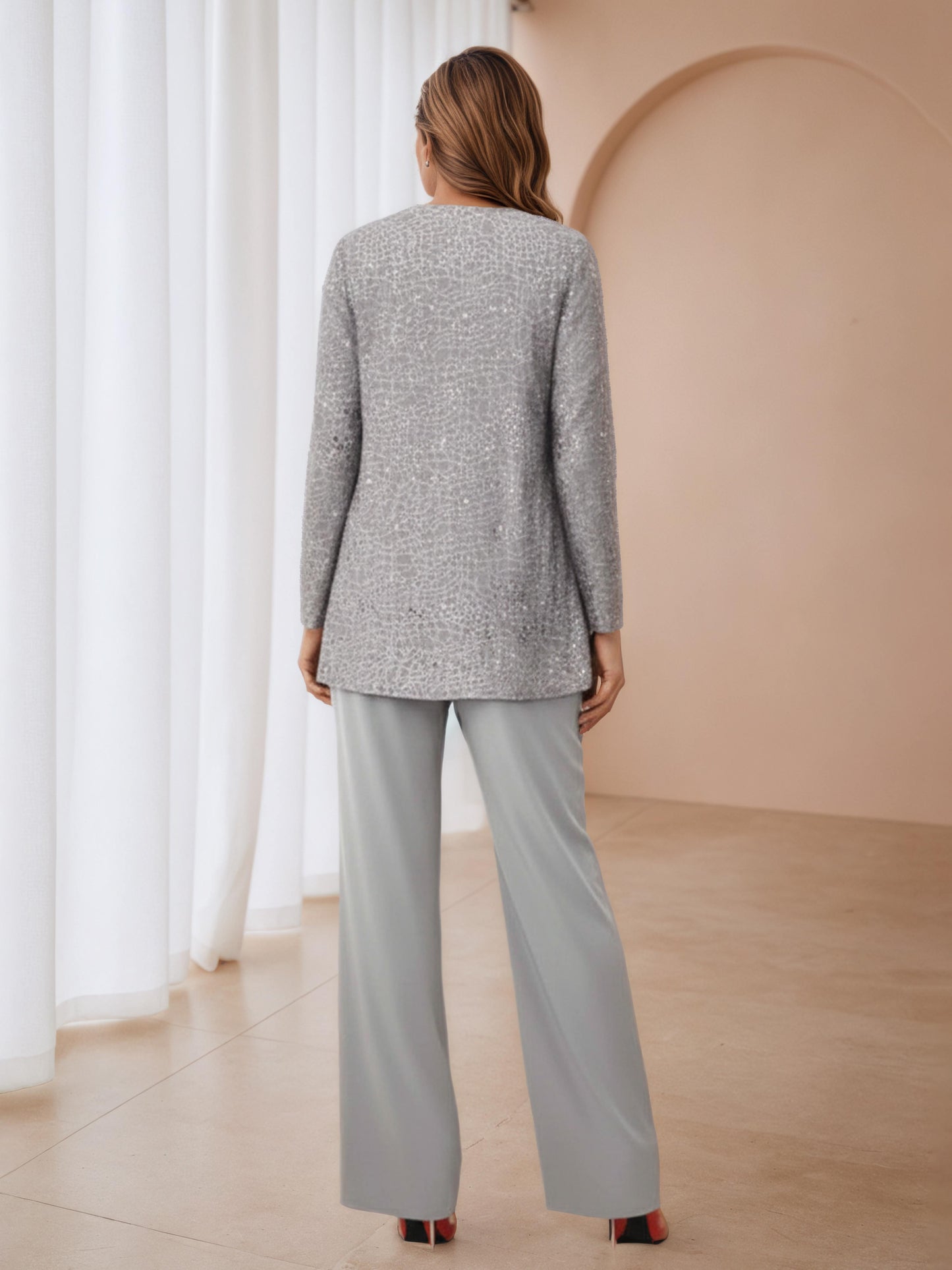 Diana Modest Scoop Neck 3-Piece Mother of the Bride Pantsuit with Jacket