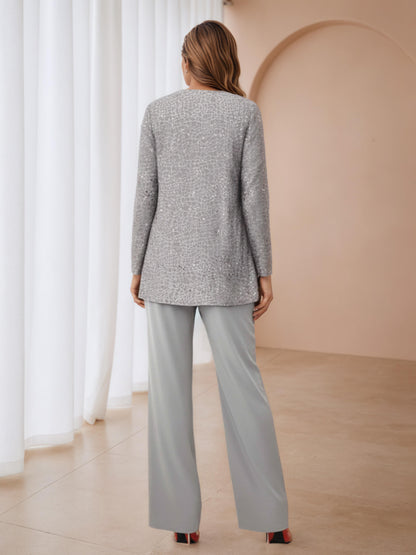 Diana Modest Scoop Neck 3-Piece Mother of the Bride Pantsuit with Jacket