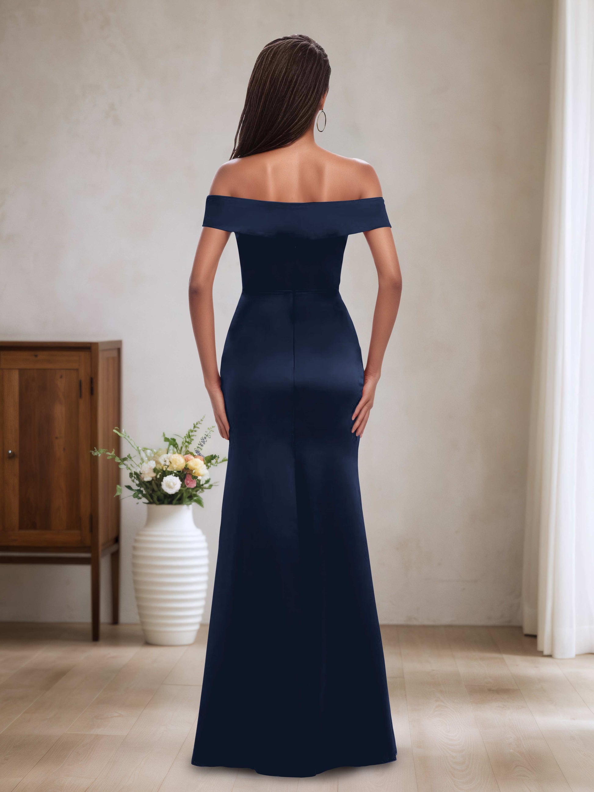 Dianthe Trendy Off-the-Shoulder Sheath Bridesmaid Dresses – Cathnina