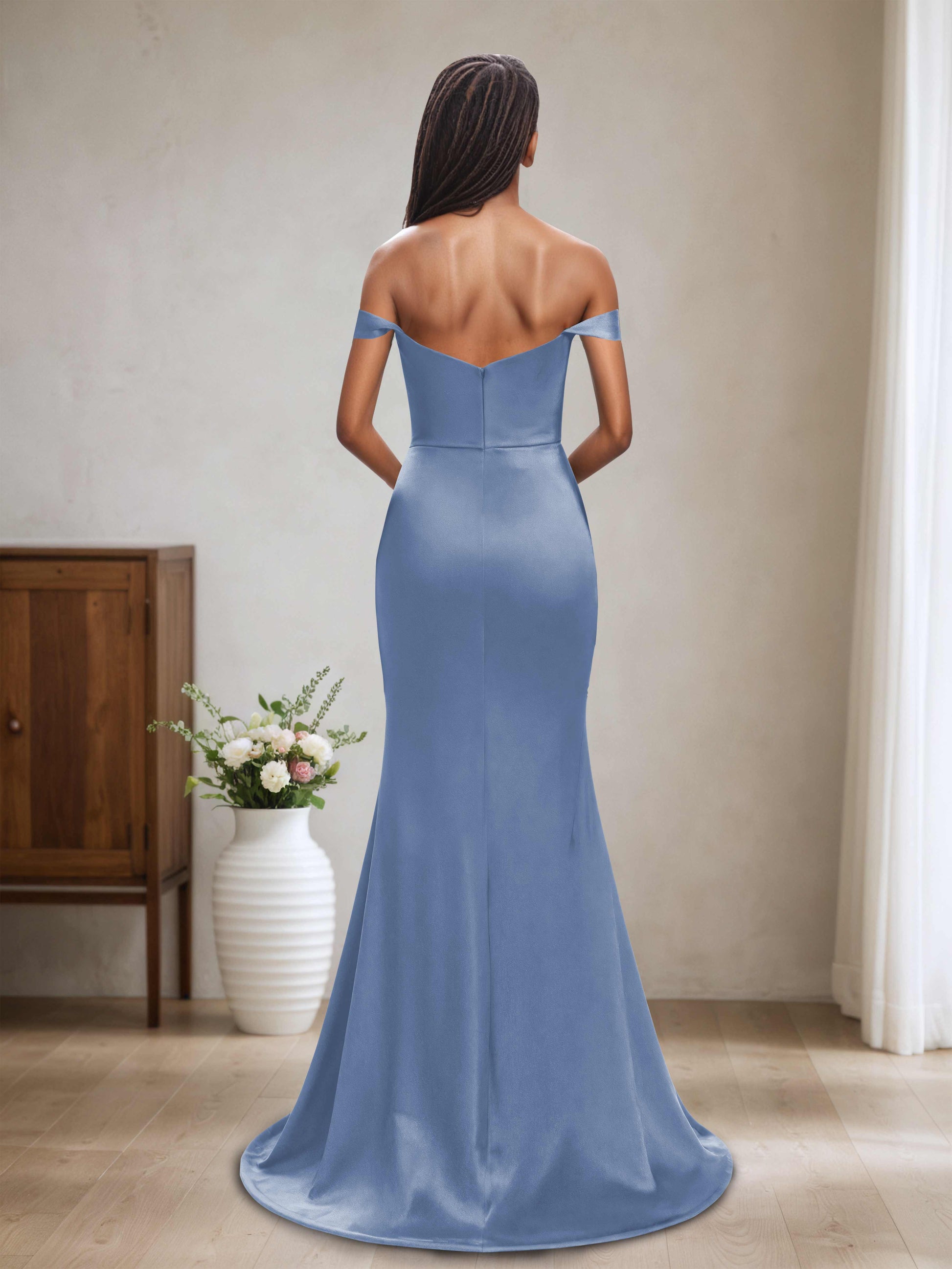Elaine Sexy Off-the-Shoulder Long Satin Bridesmaid Dresses Cathnina Elaine Sexy Off-the-Shoulder Long Satin Bridesmaid Dresses Cathnina