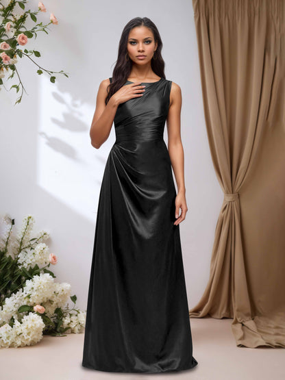 Elira Classic Boat Neck Sleeveless Floor-Length Bridesmaid Dresses - Burgundy Elira Classic Boat Neck Sleeveless Floor-Length Bridesmaid Dresses - Burgundy