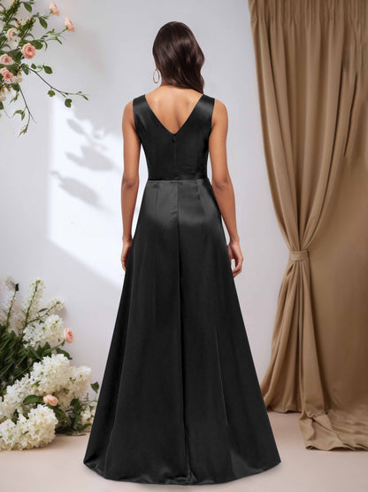 Elira Classic Boat Neck Sleeveless Floor-Length Bridesmaid Dresses – Cathnina